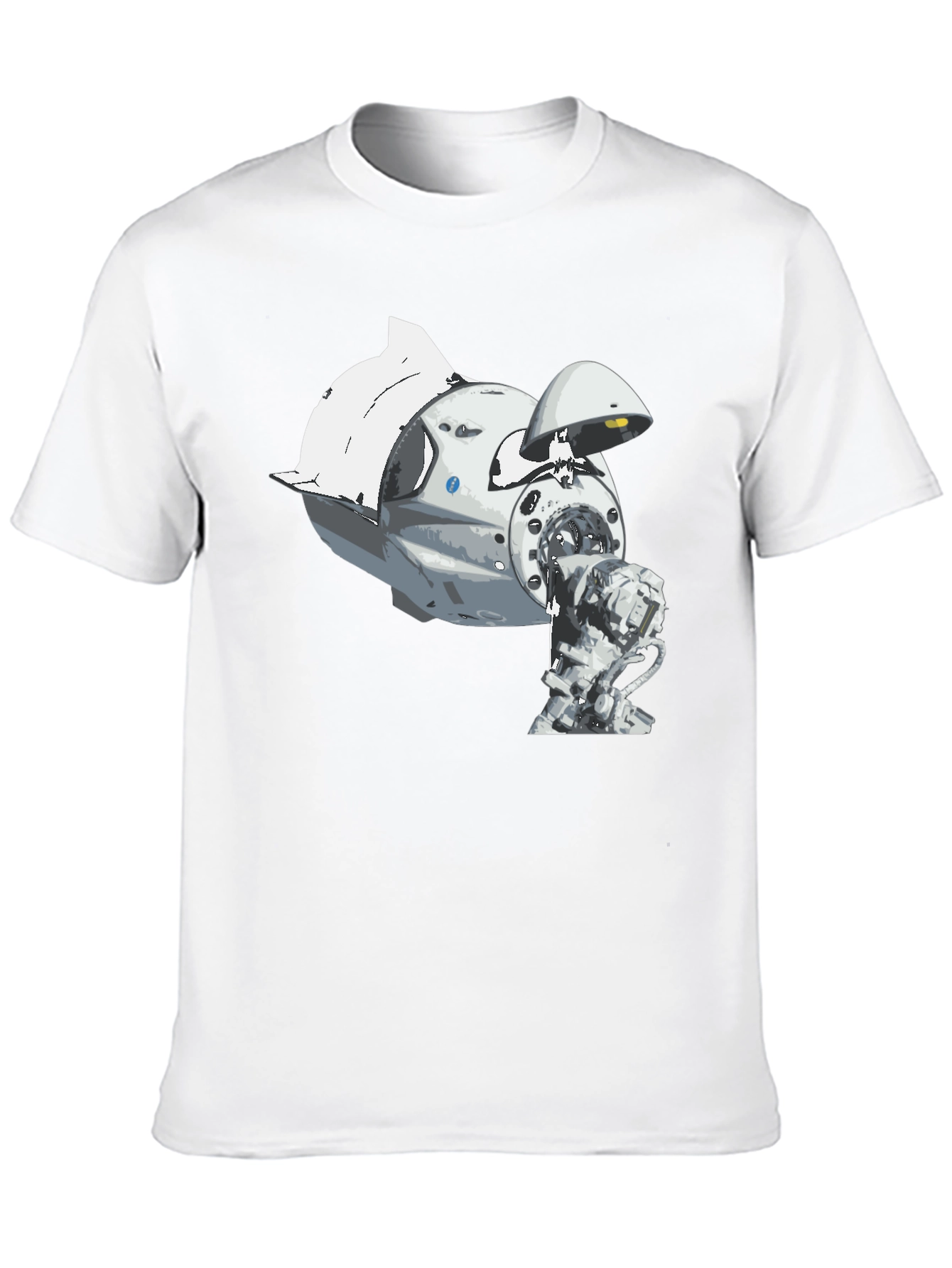 Spacecraft Graphic Tee - Black Cotton Crew Neck