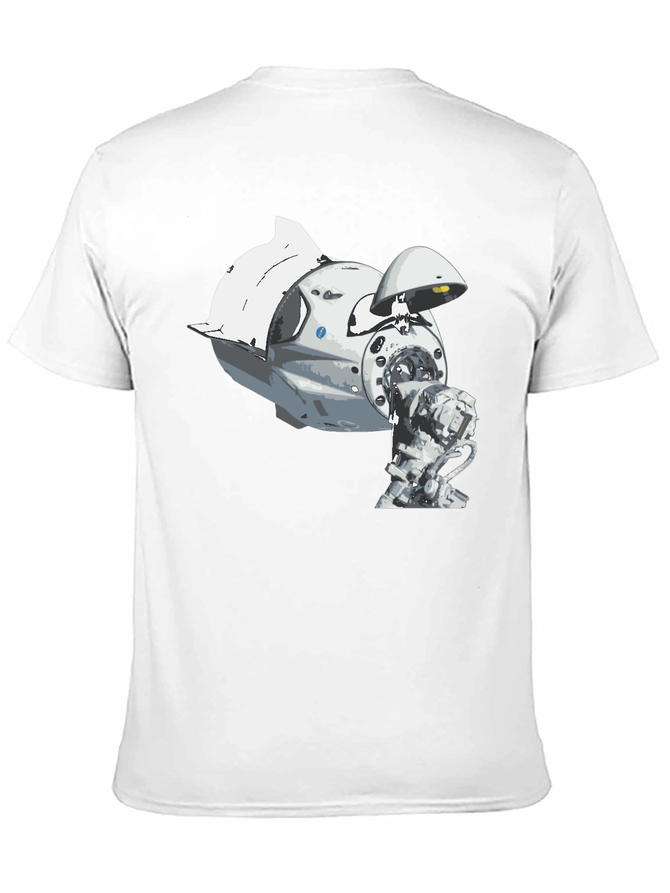Spacecraft Graphic Tee - Black Cotton Crew Neck