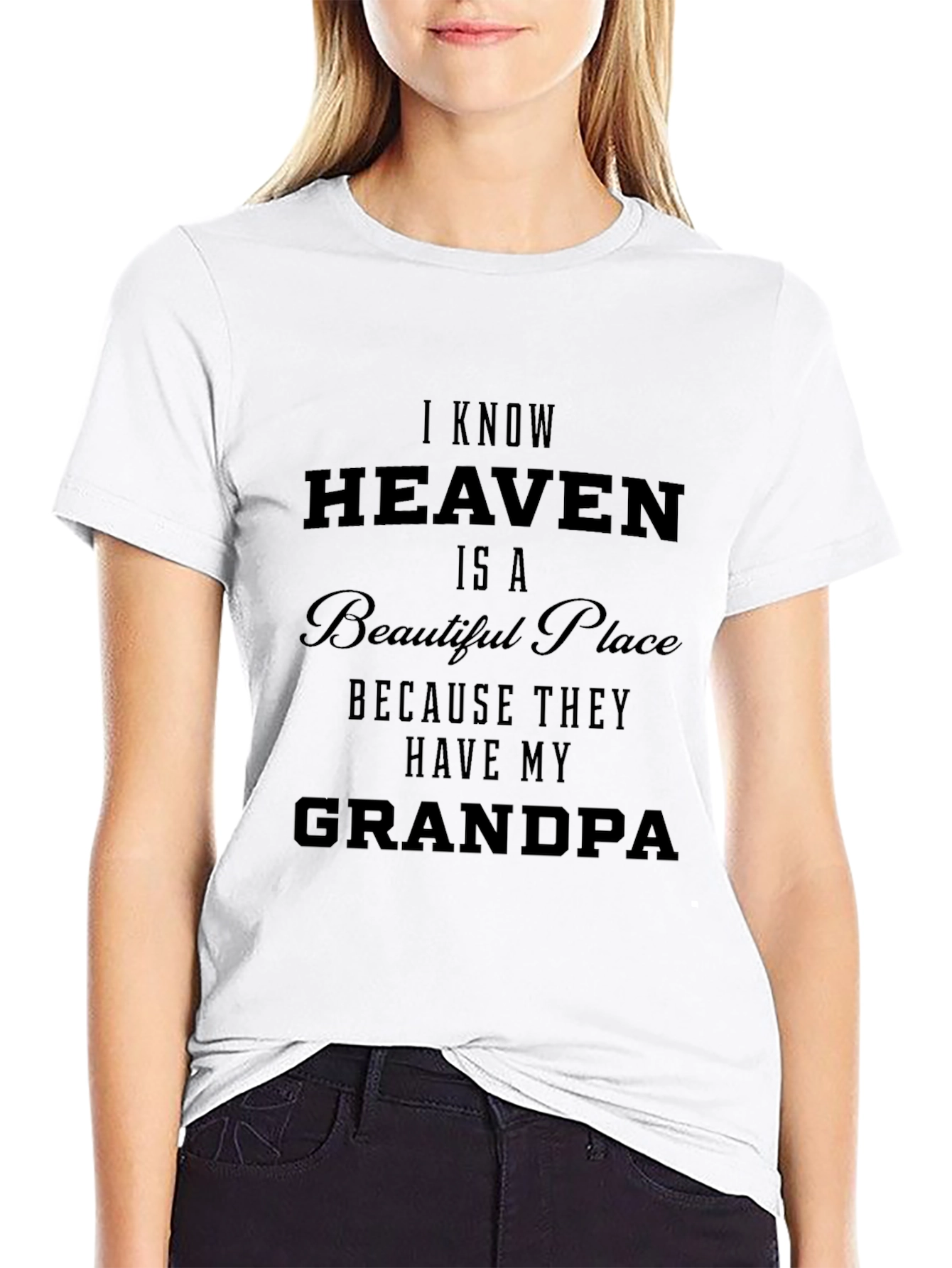 Heaven Has My Grandpa Black Graphic Tee