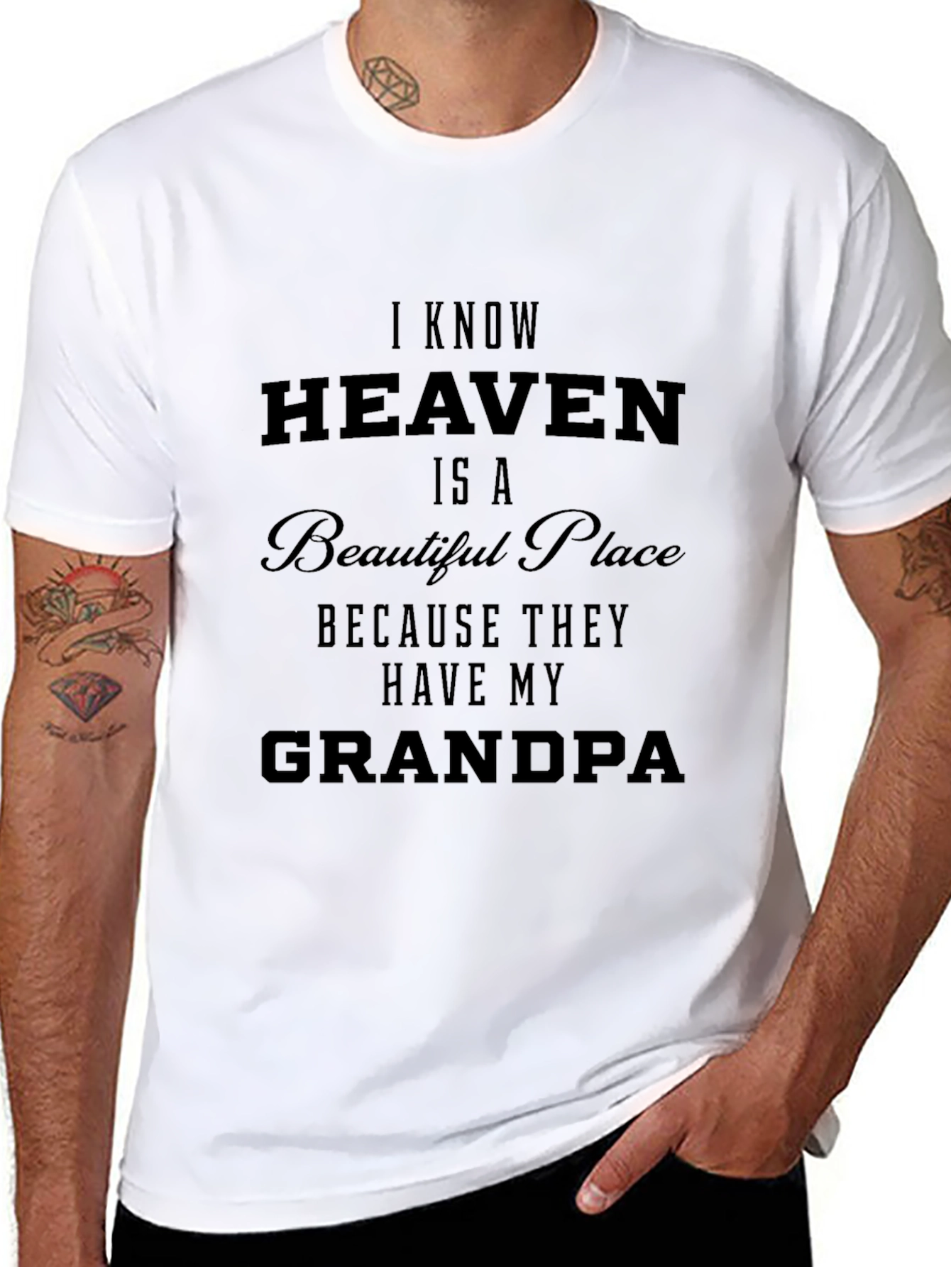 Heaven Has My Grandpa Black Graphic Tee