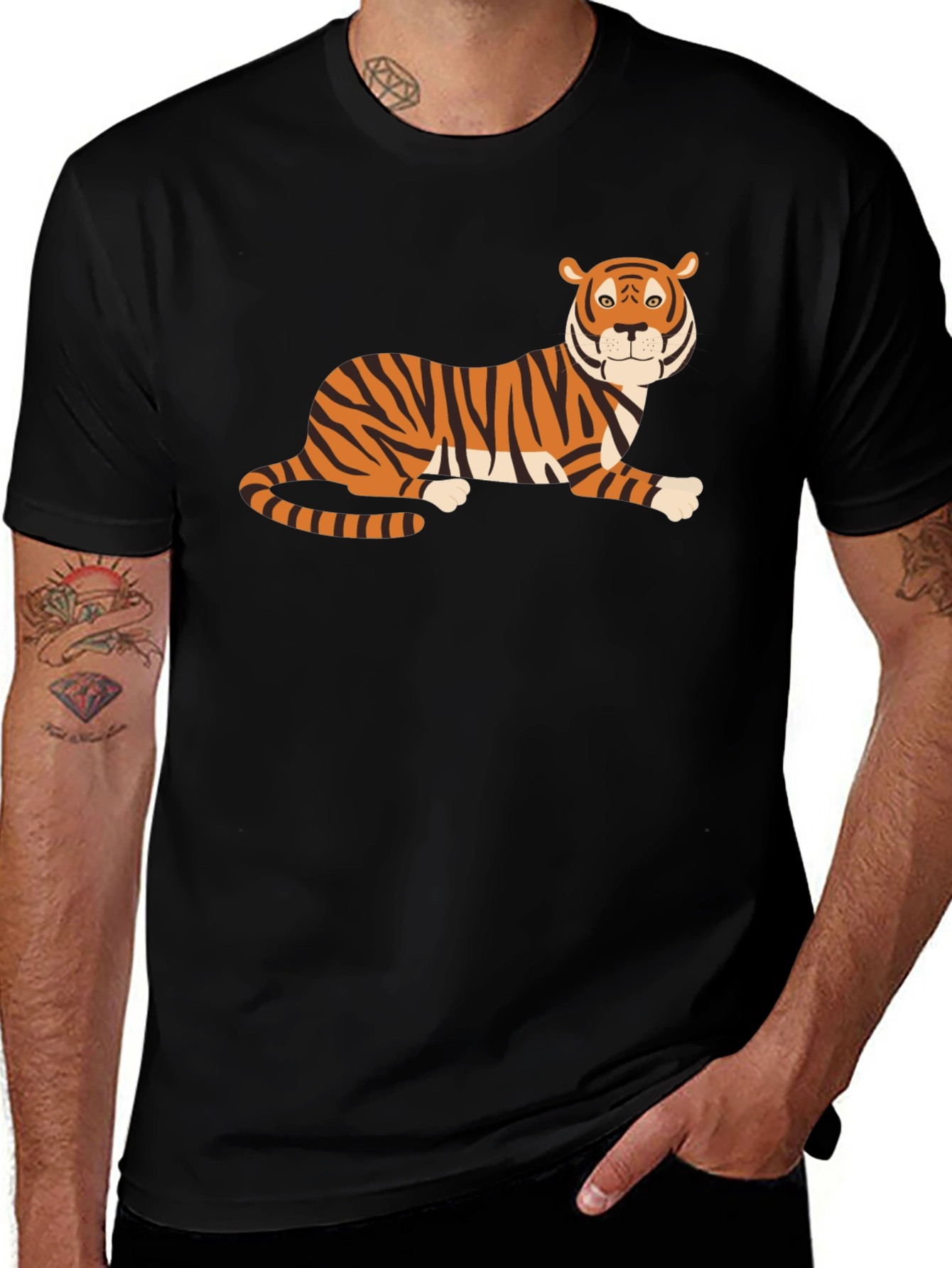 Cool Tiger Graphic Black T-Shirt