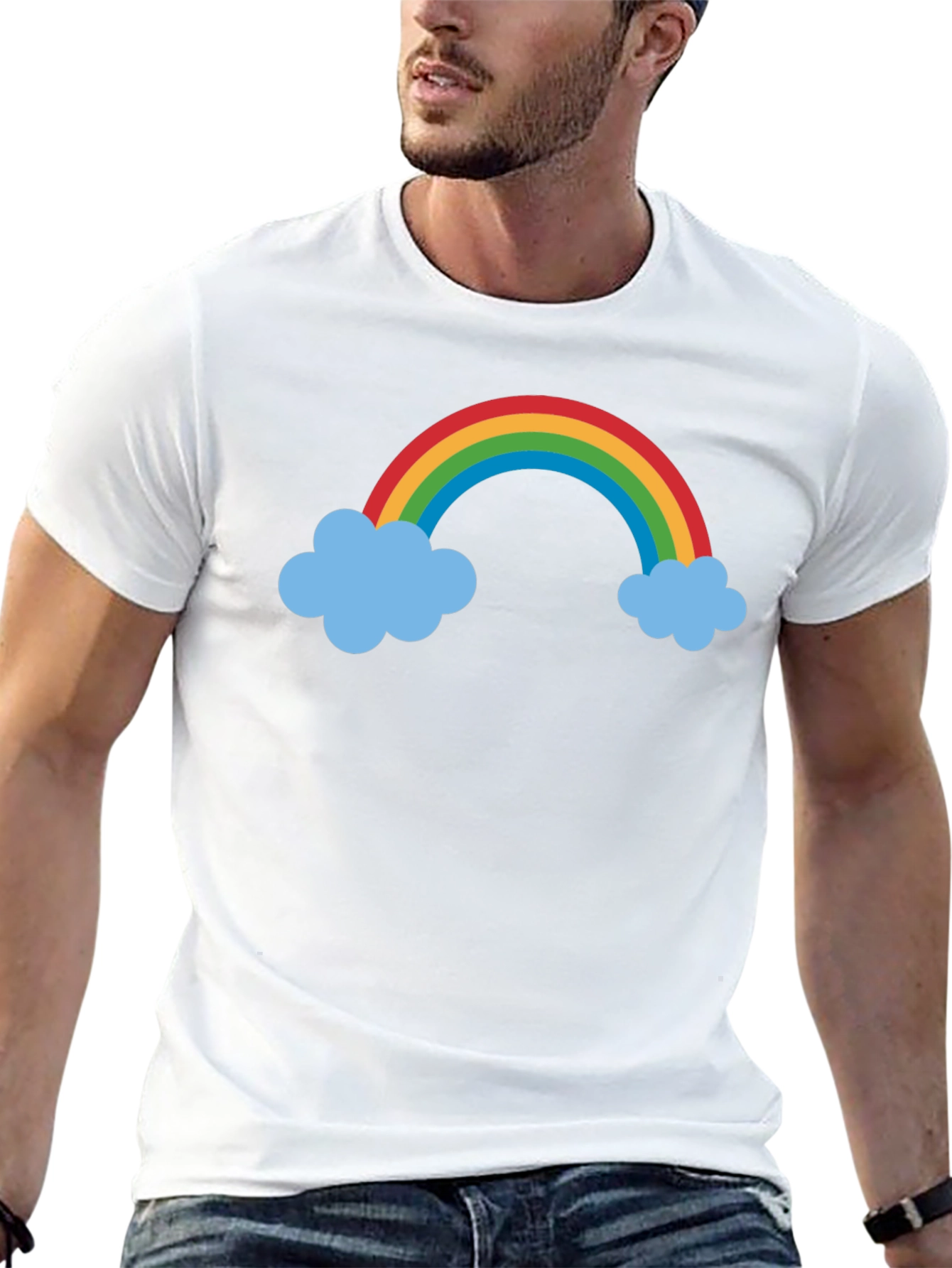 Rainbow & Cloud Graphic Black T-Shirt