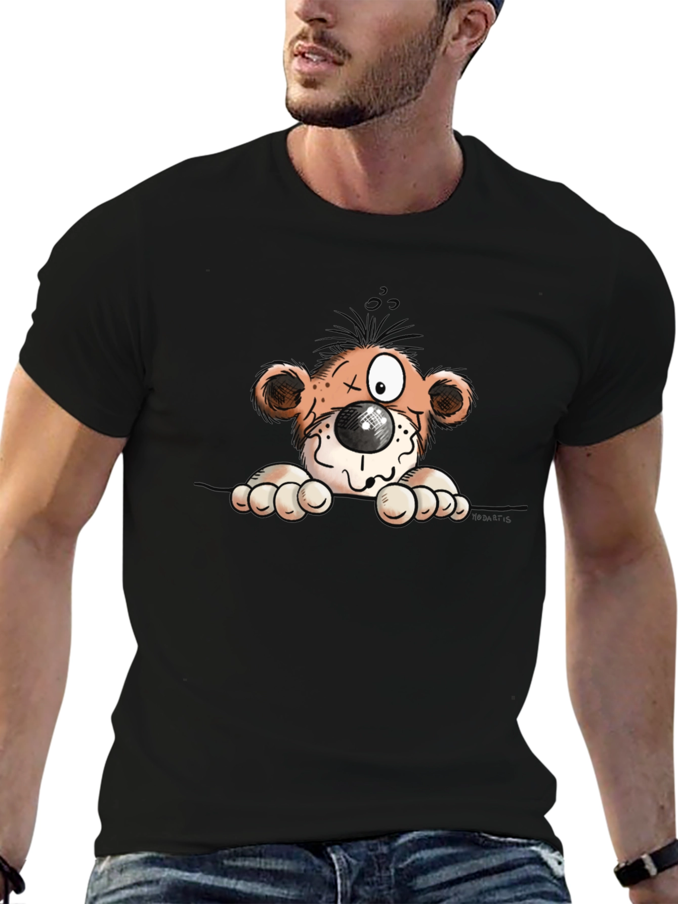 Cartoon Bear Graphic Tee - Soft Cotton Blend