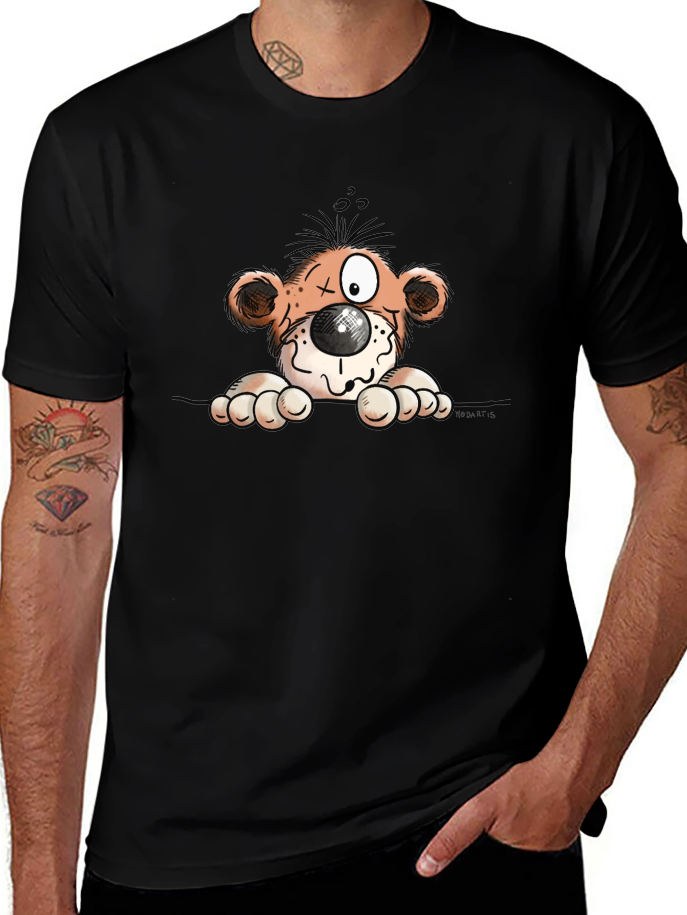 Cartoon Bear Graphic Tee - Soft Cotton Blend