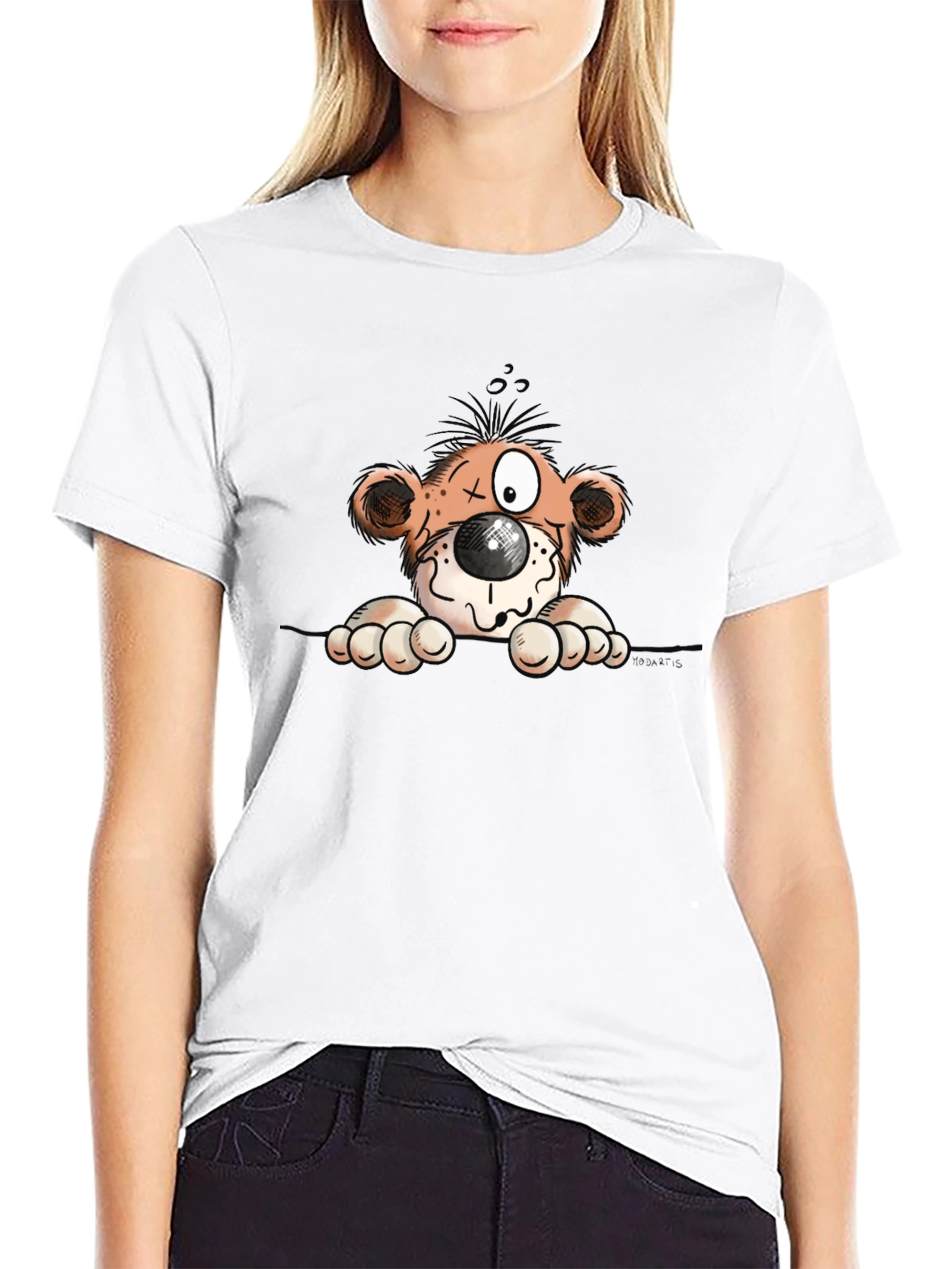 Cartoon Bear Graphic Tee - Soft Cotton Blend