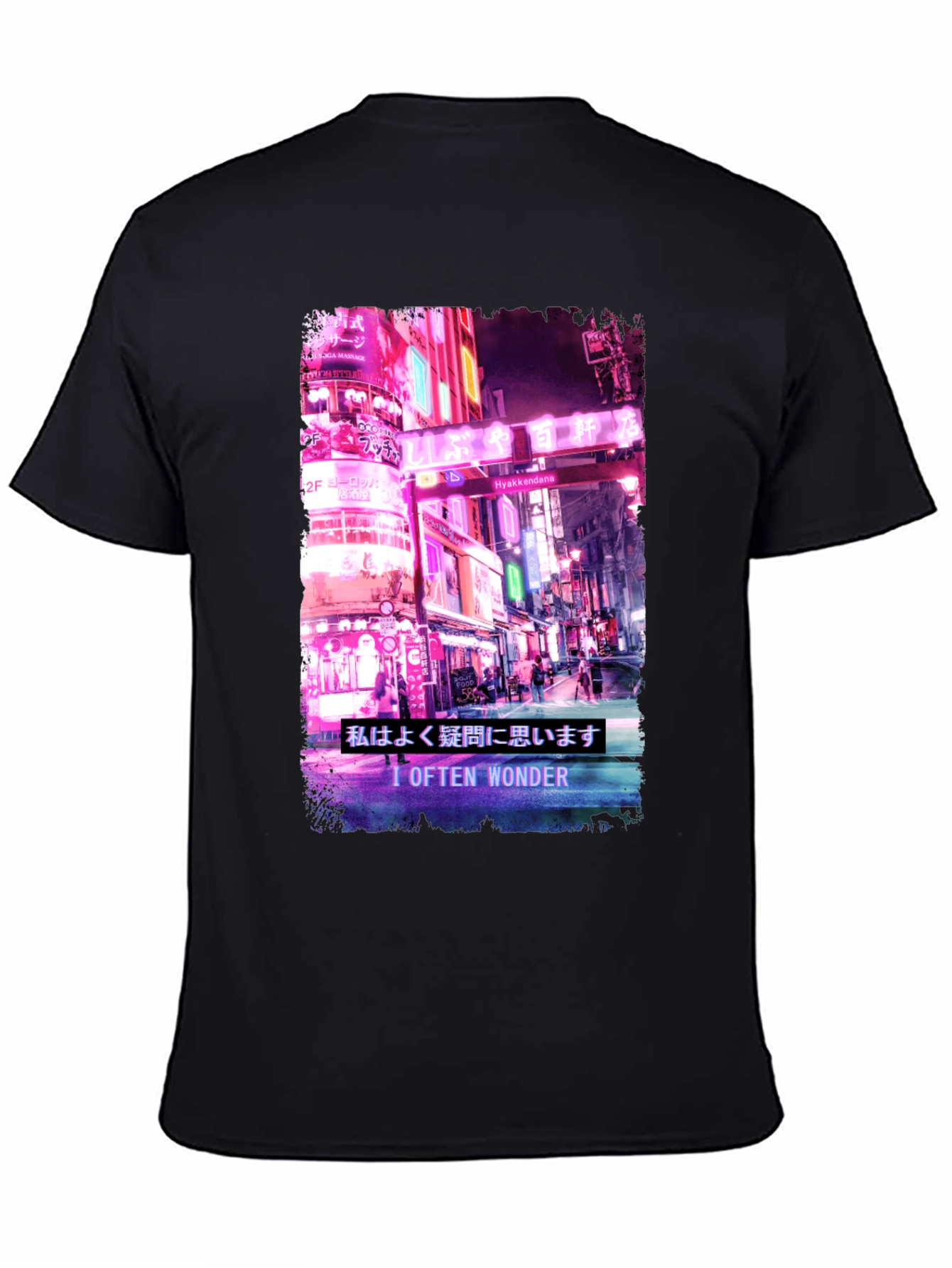 I Often Wonder Tee - Neon Cityscape Graphic T-Shirt
