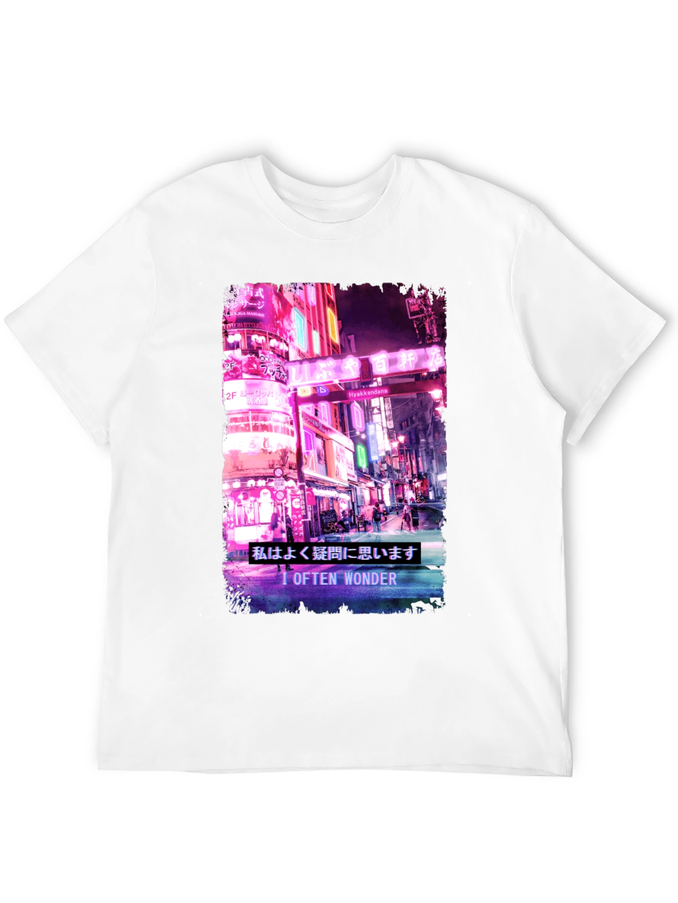 I Often Wonder Tee - Neon Cityscape Graphic T-Shirt