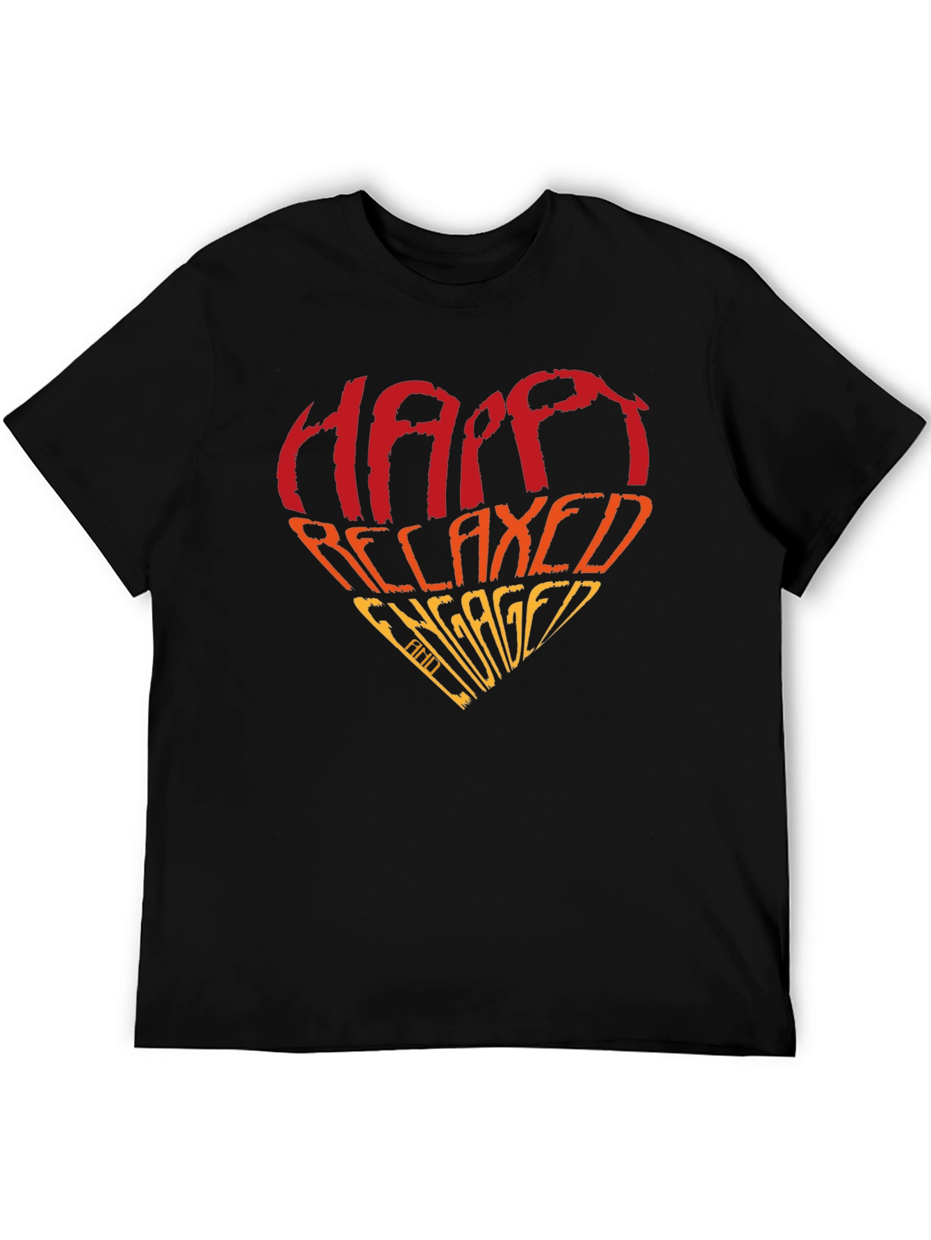 Happy Relaxed Engaged Heart Graphic Tee - Black