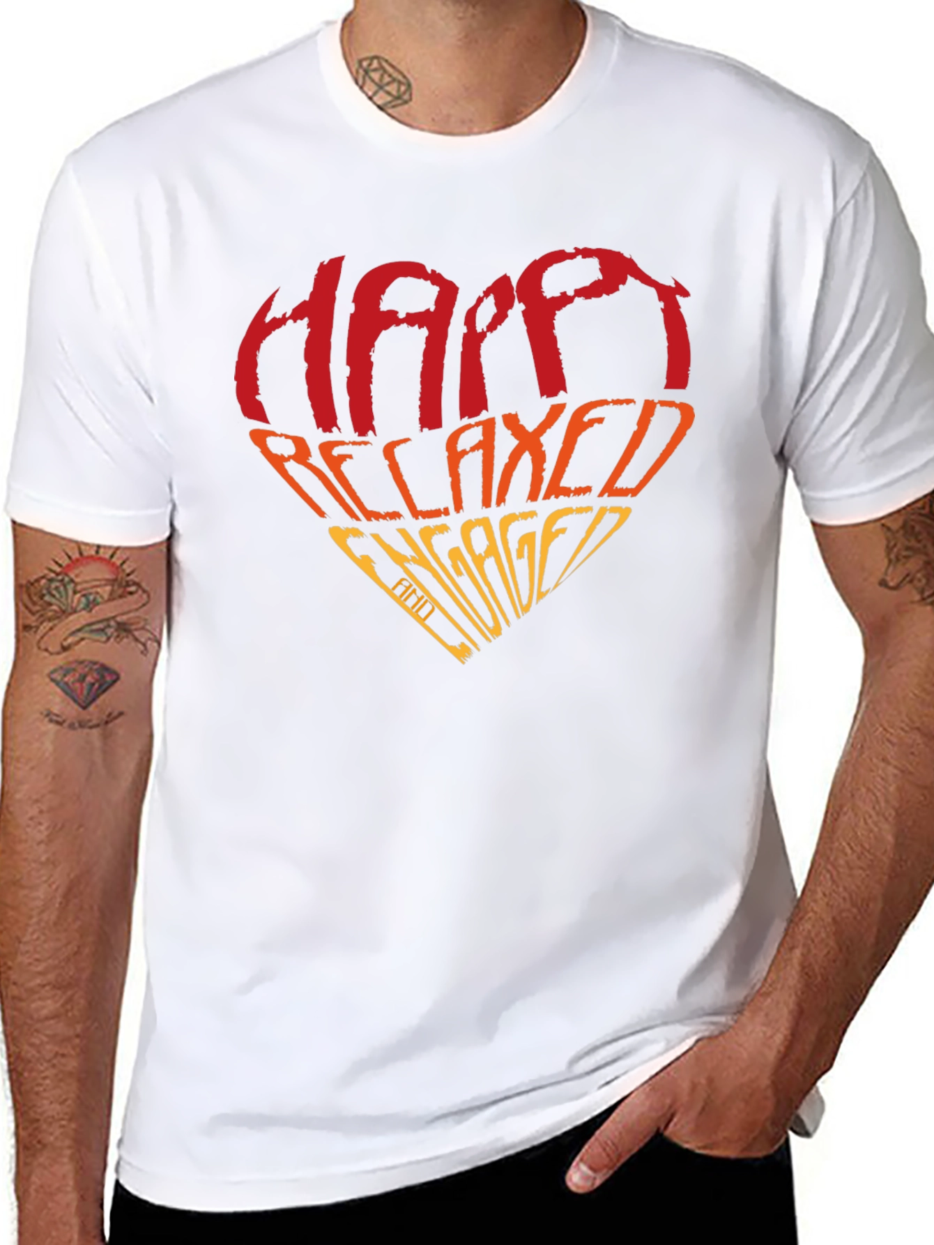 Happy Relaxed Engaged Heart Graphic Tee - Black
