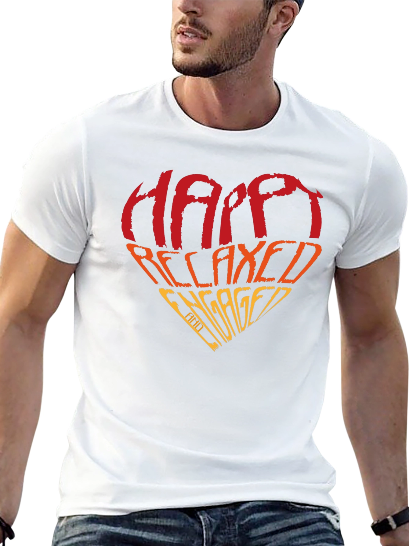 Happy Relaxed Engaged Heart Graphic Tee - Black