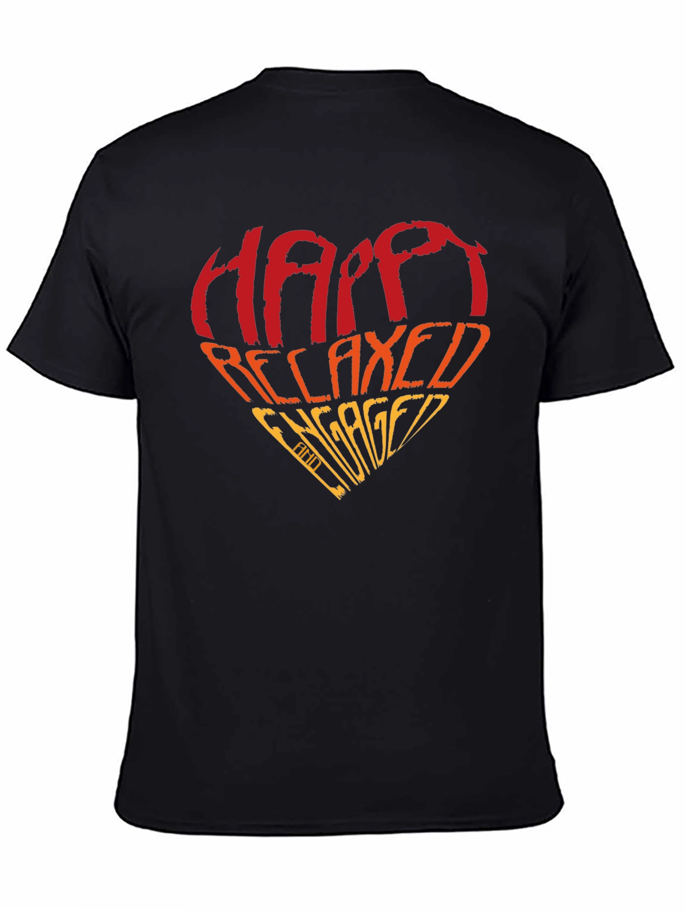 Happy Relaxed Engaged Heart Graphic Tee - Black
