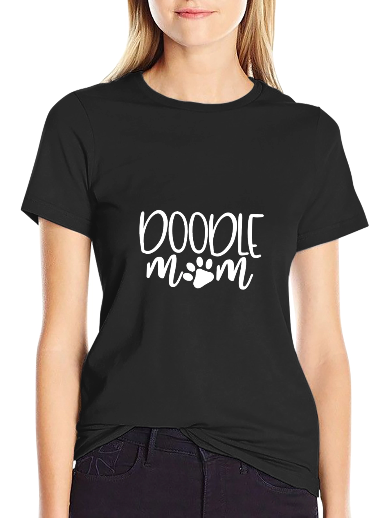 Doodle Mom Paw Print T-Shirt - Black