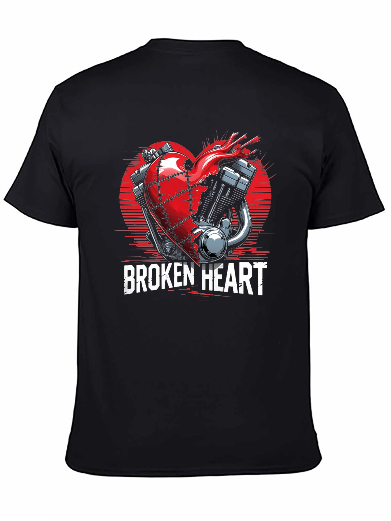 Broken Heart Motorcycle Engine Graphic Tee