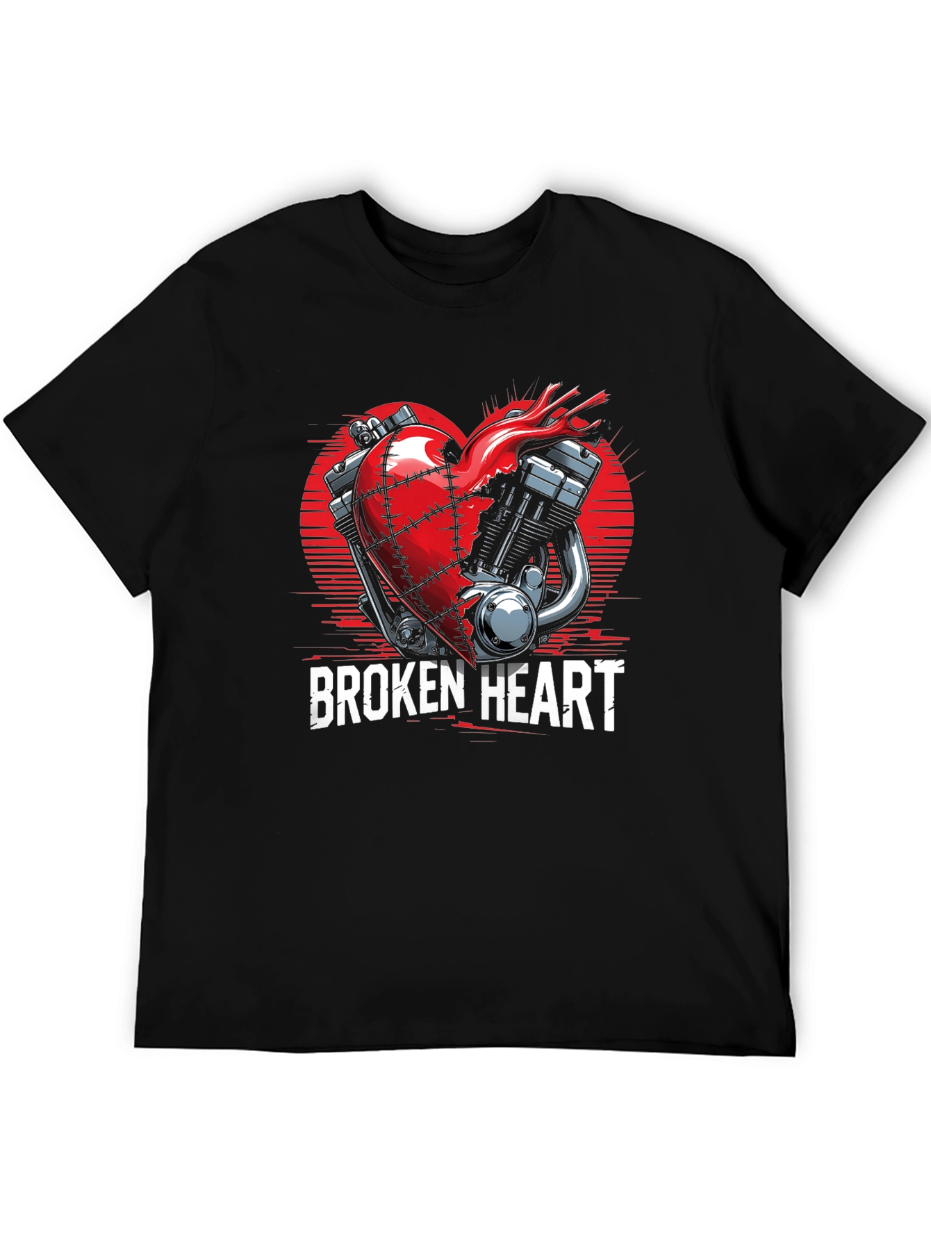 Broken Heart Motorcycle Engine Graphic Tee