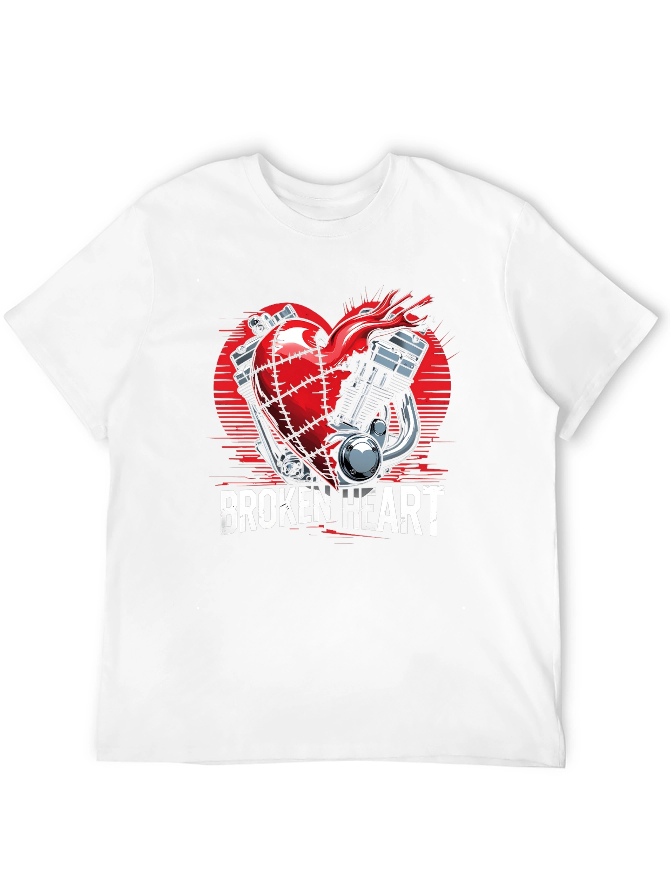 Broken Heart Motorcycle Engine Graphic Tee