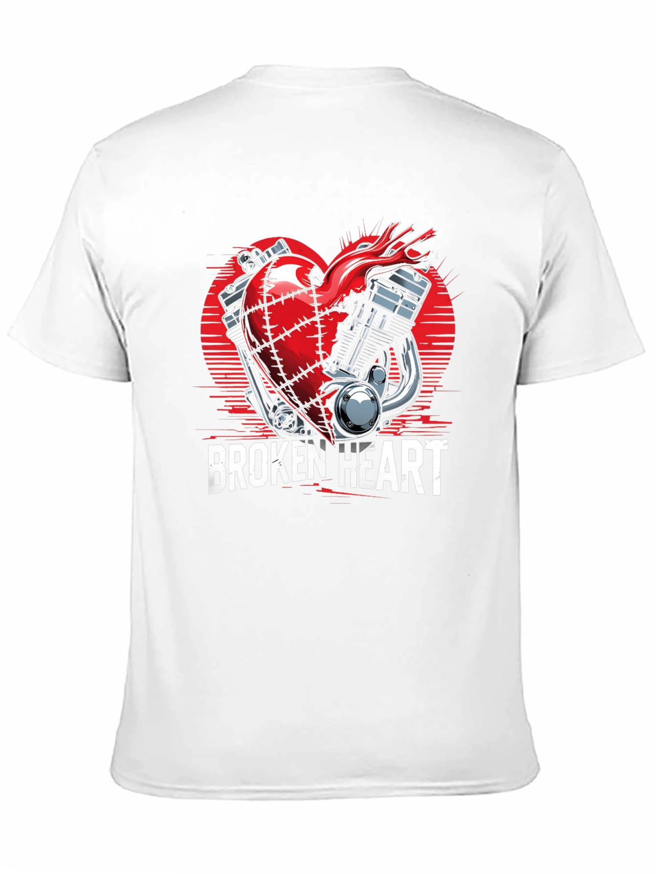 Broken Heart Motorcycle Engine Graphic Tee