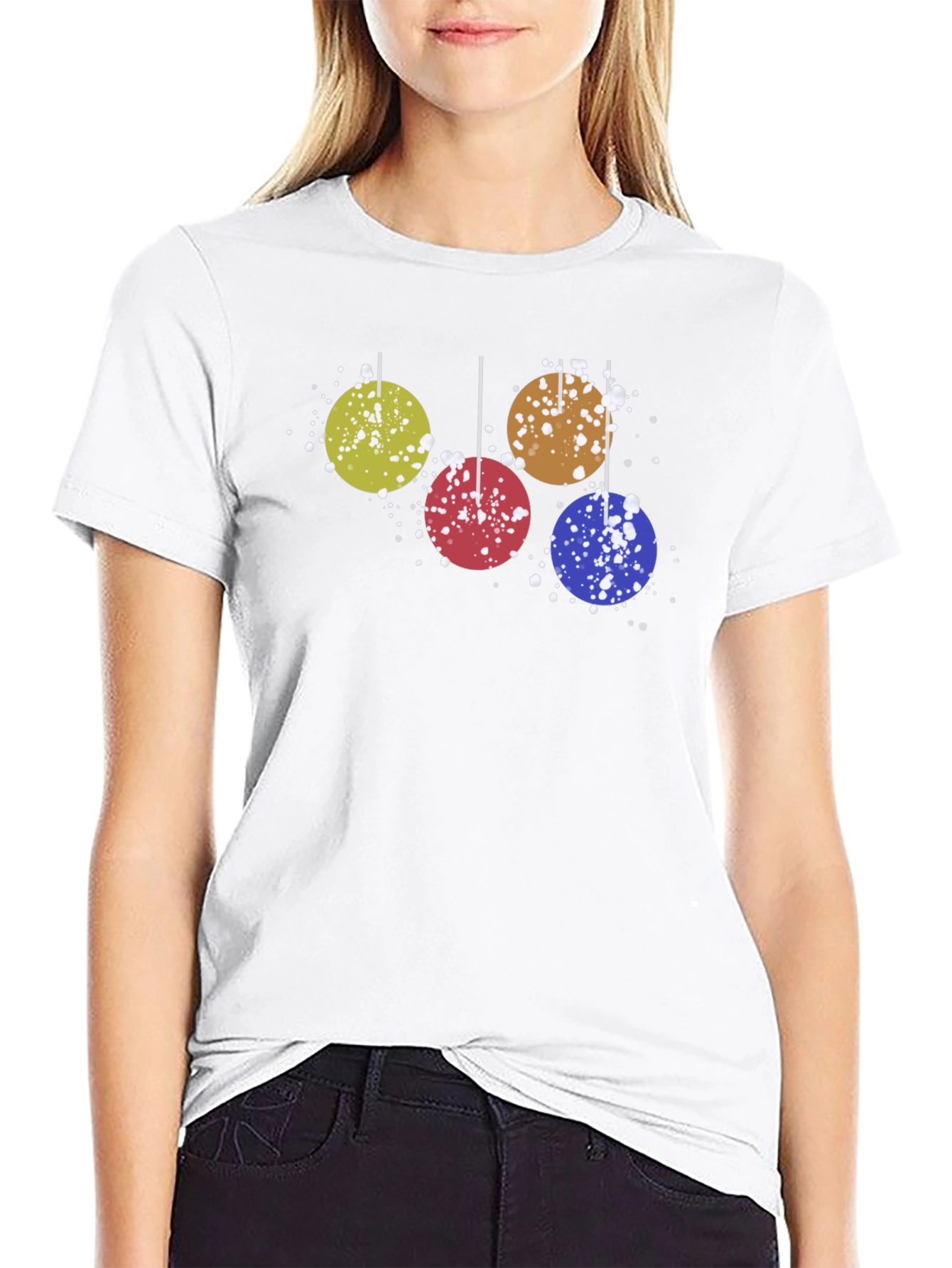 Holiday Ornament Graphic Tee - Fun Christmas Style