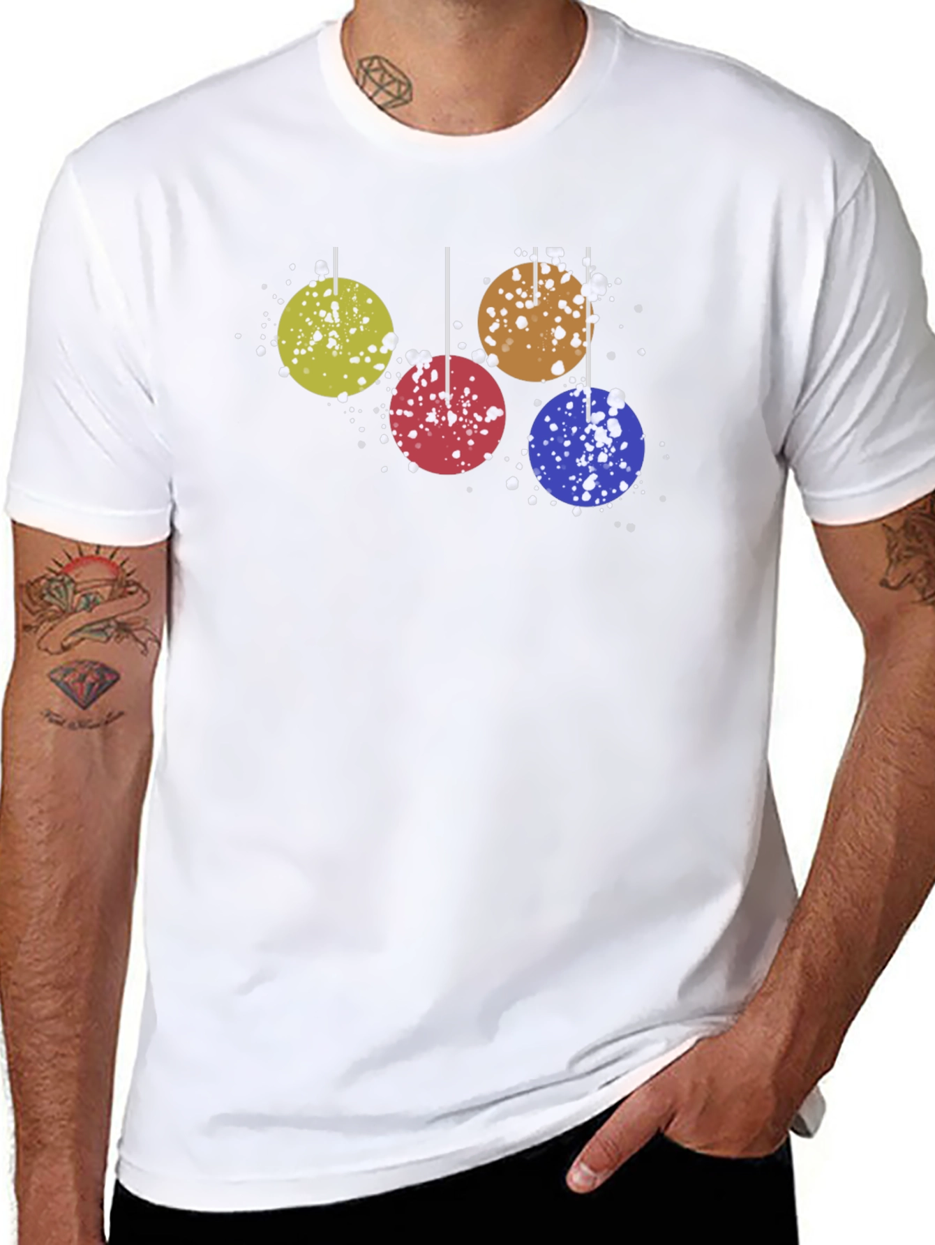 Holiday Ornament Graphic Tee - Fun Christmas Style
