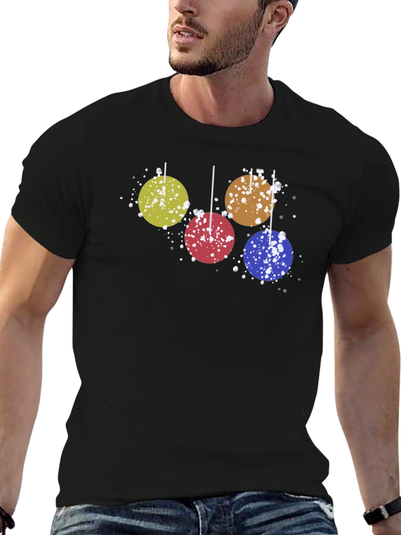 Holiday Ornament Graphic Tee - Fun Christmas Style