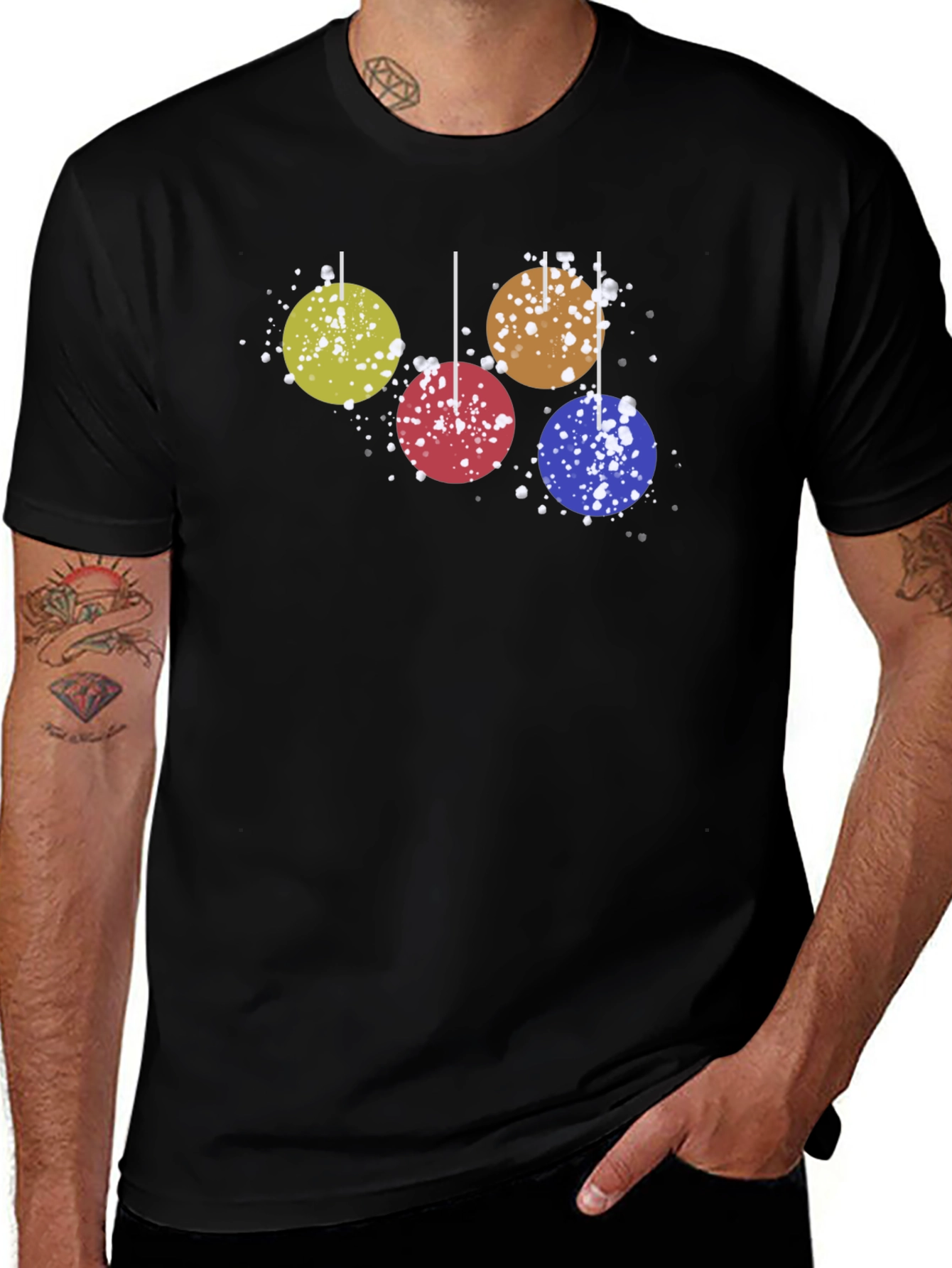 Holiday Ornament Graphic Tee - Fun Christmas Style