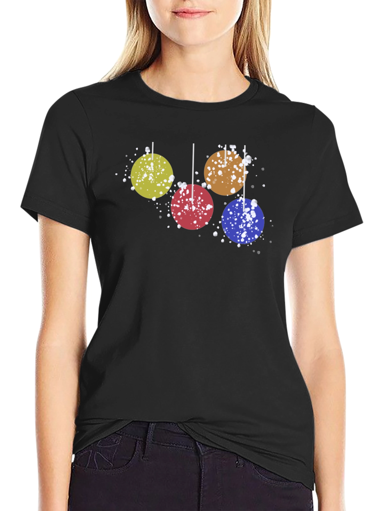 Holiday Ornament Graphic Tee - Fun Christmas Style
