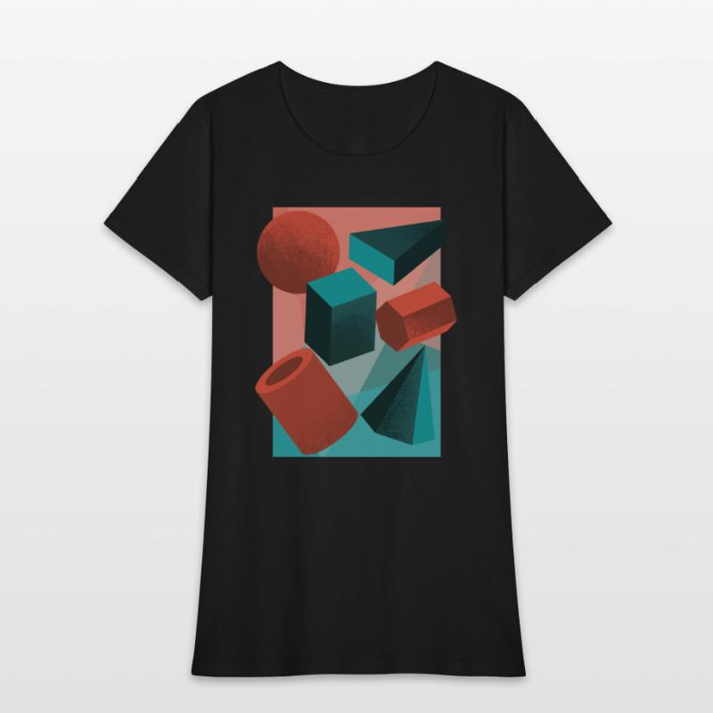 3D geometric shapes vintage abstract
