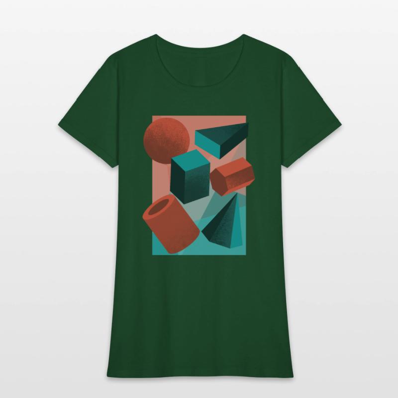 3D geometric shapes vintage abstract