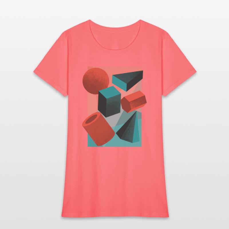 3D geometric shapes vintage abstract