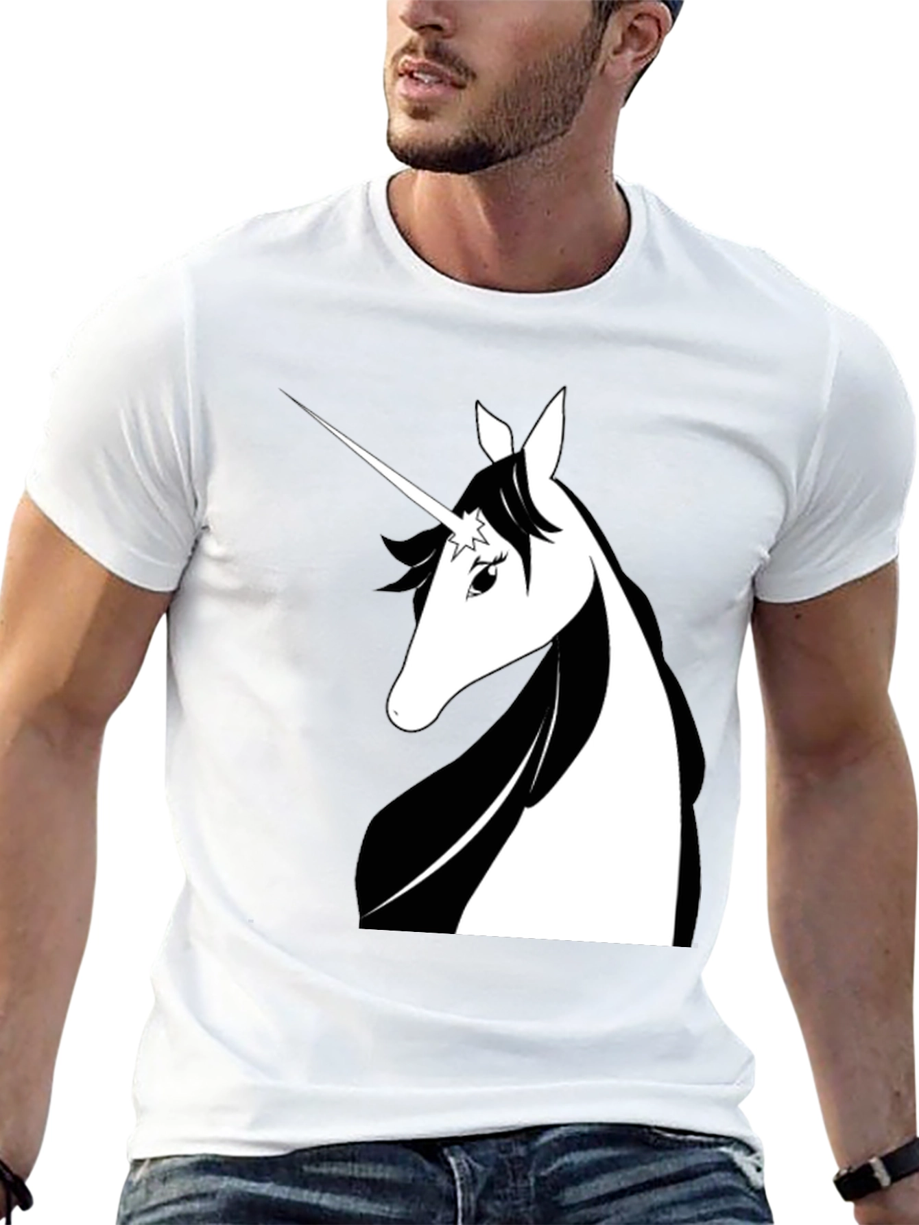 Unicorn Graphic Print Black Tee