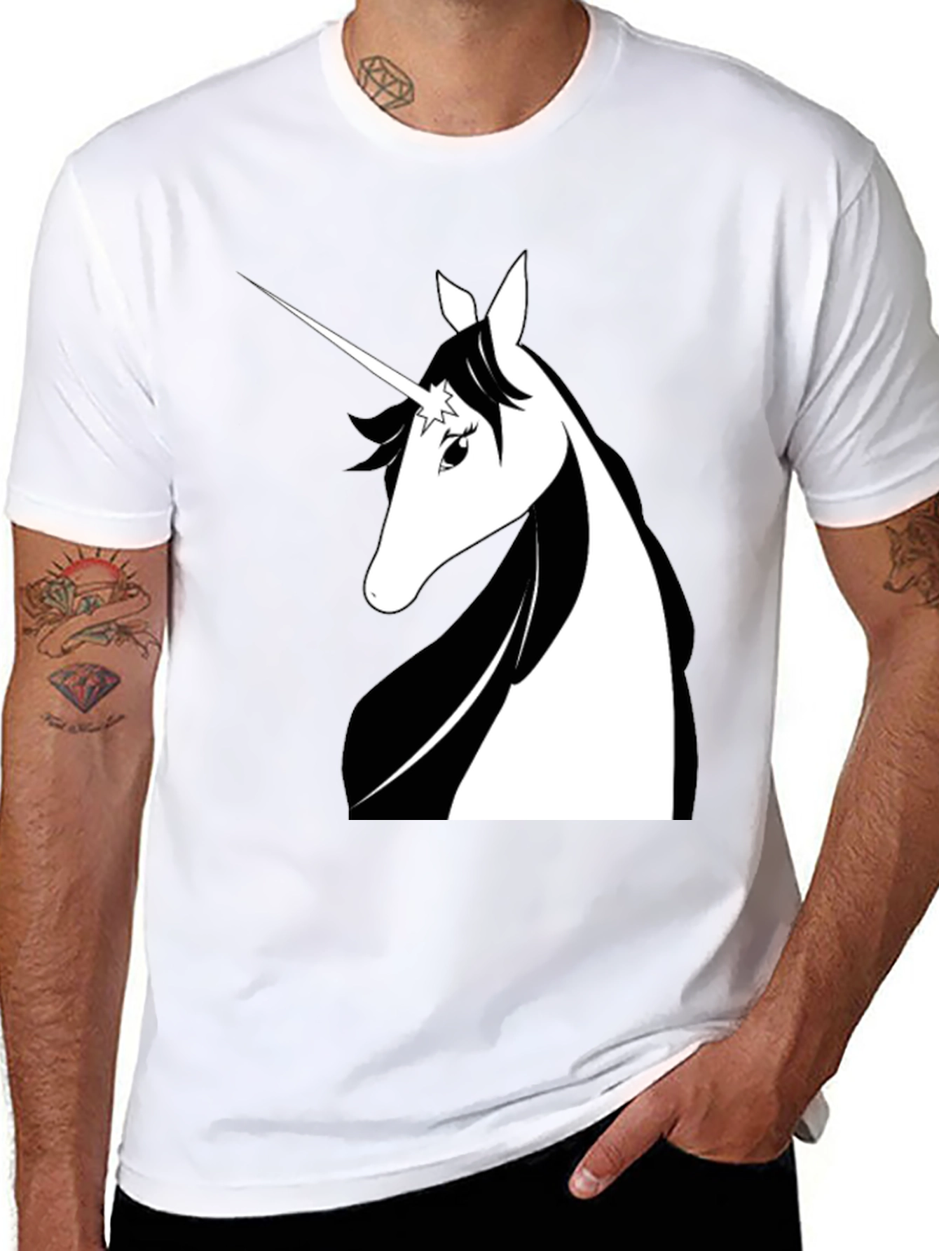 Unicorn Graphic Print Black Tee