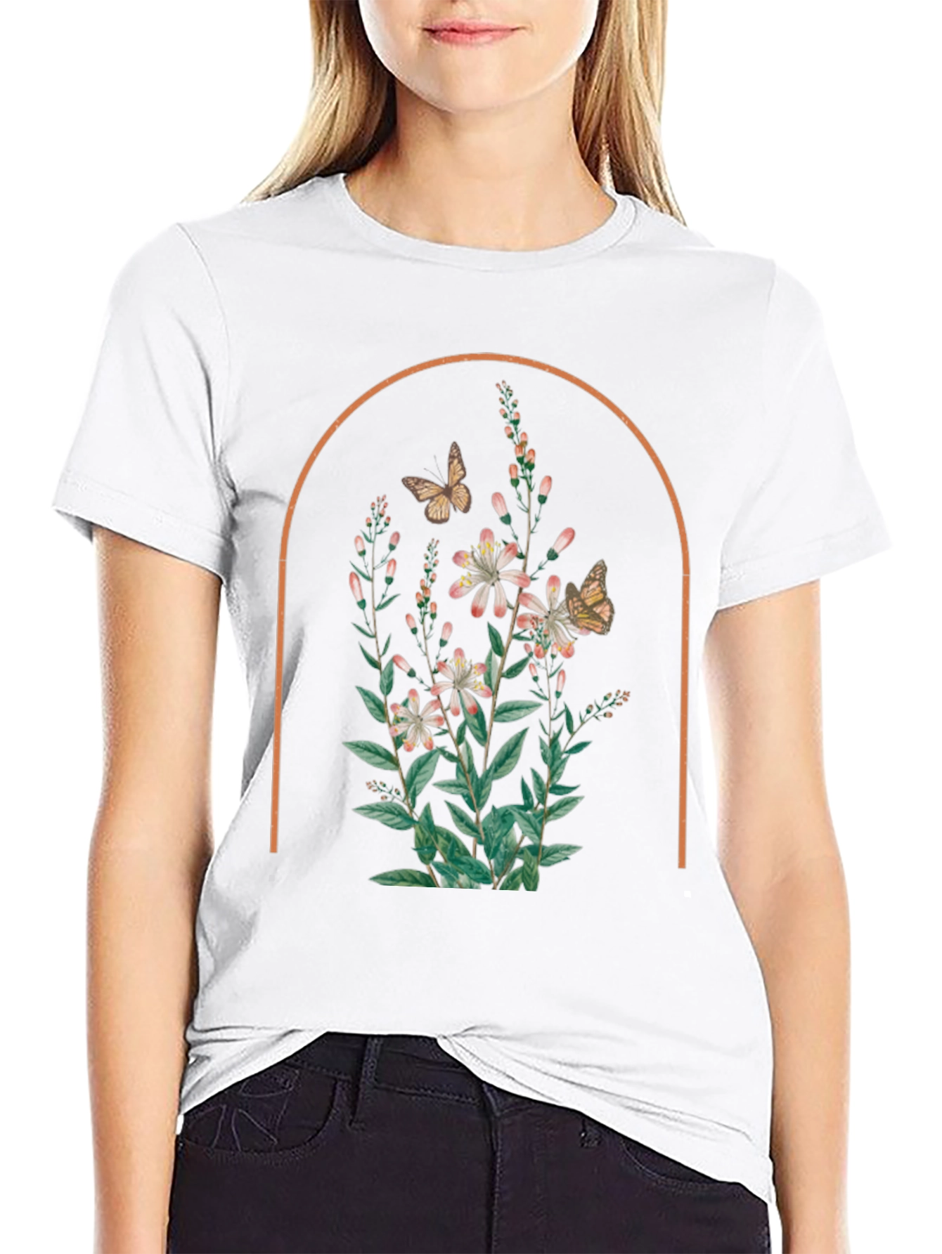 Floral Arch Graphic Tee - Stylish Unisex T-Shirt