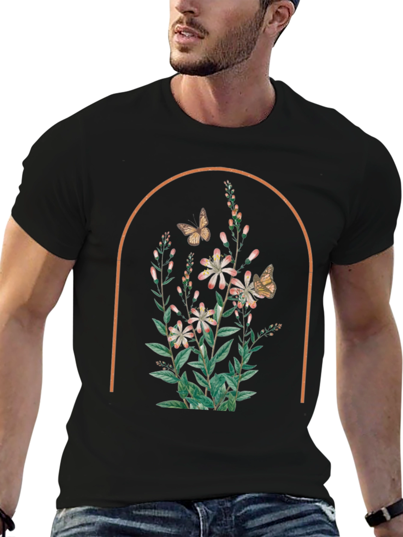 Floral Arch Graphic Tee - Stylish Unisex T-Shirt