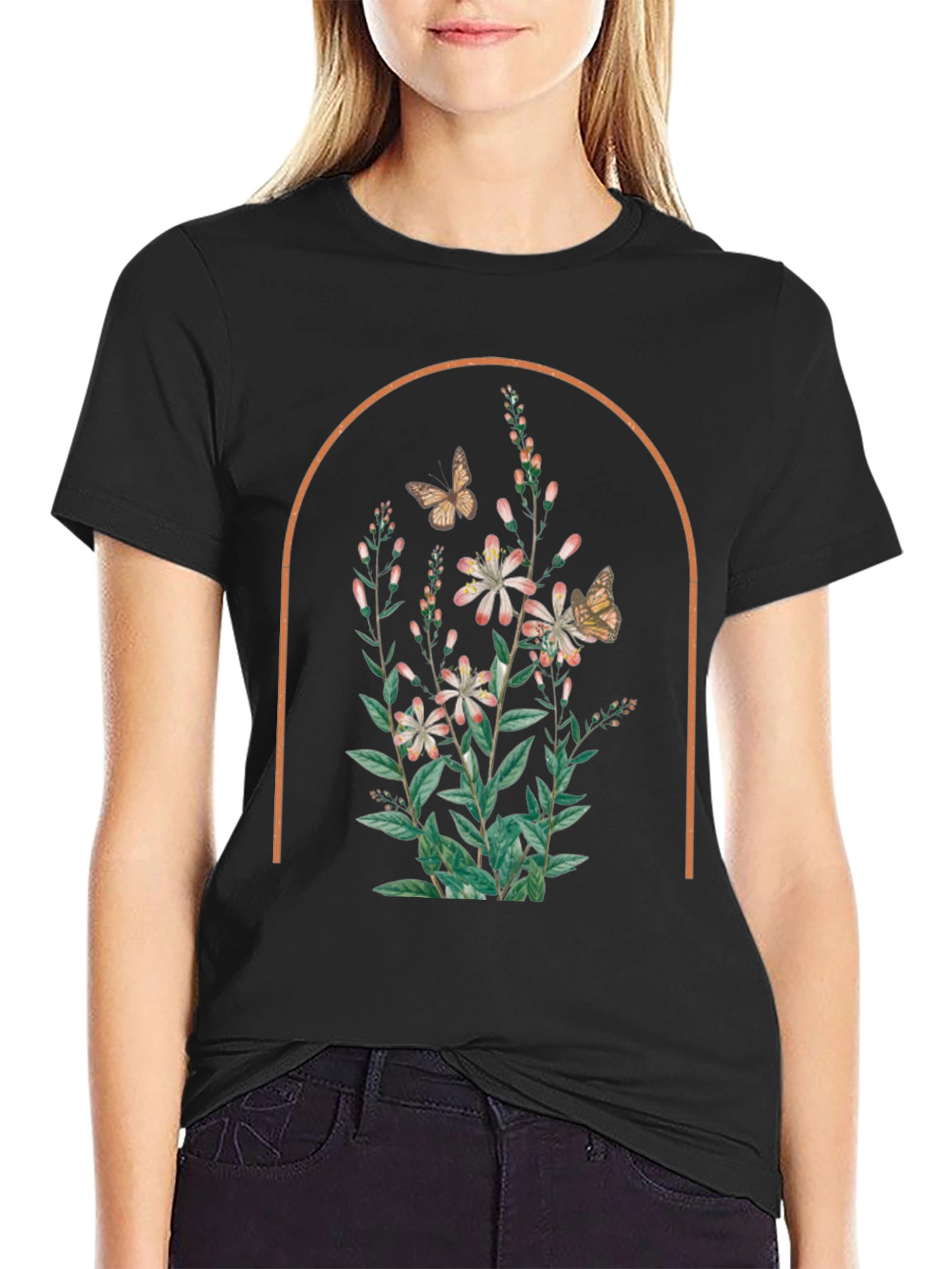 Floral Arch Graphic Tee - Stylish Unisex T-Shirt