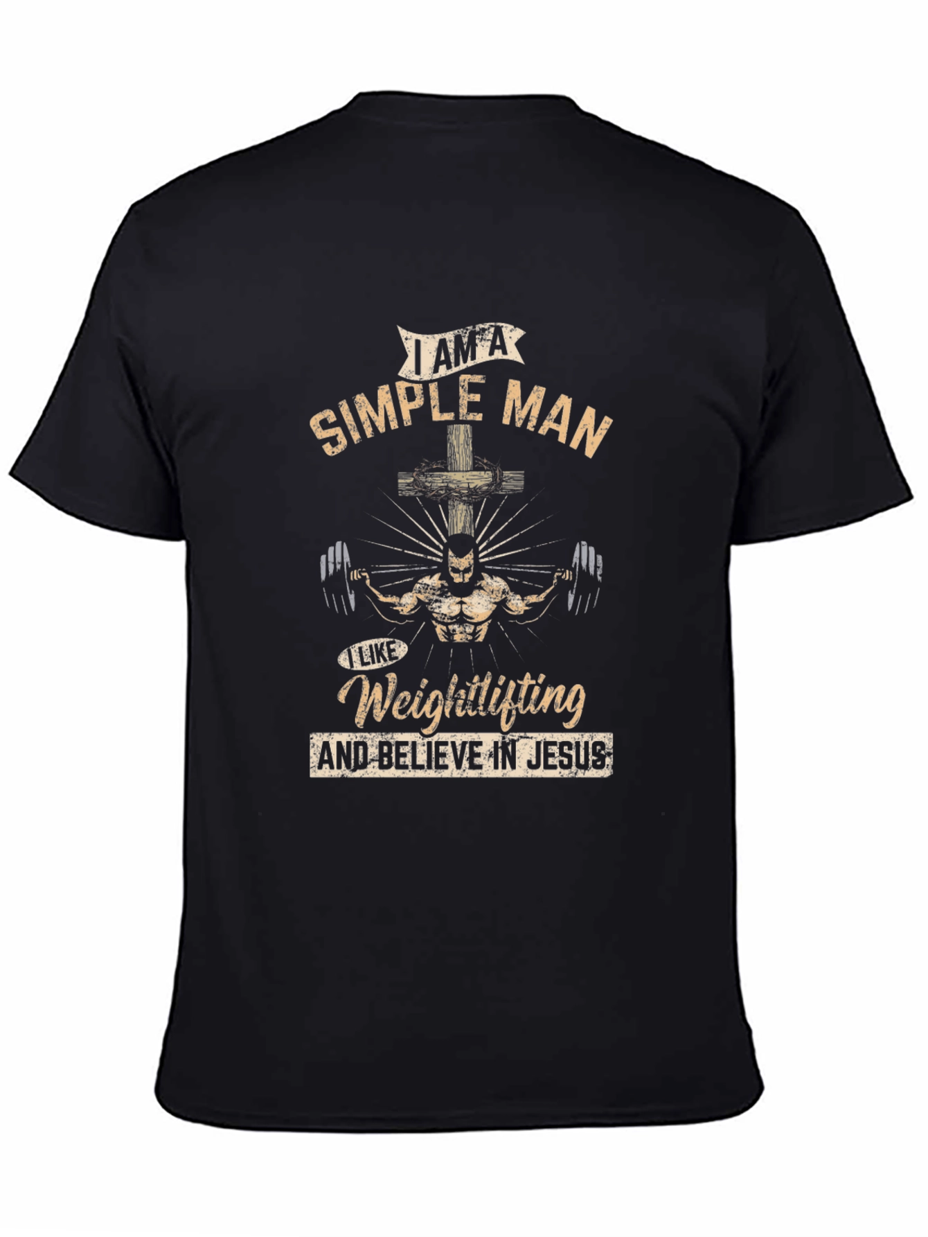 Simple Man Weightlifting Jesus T-Shirt