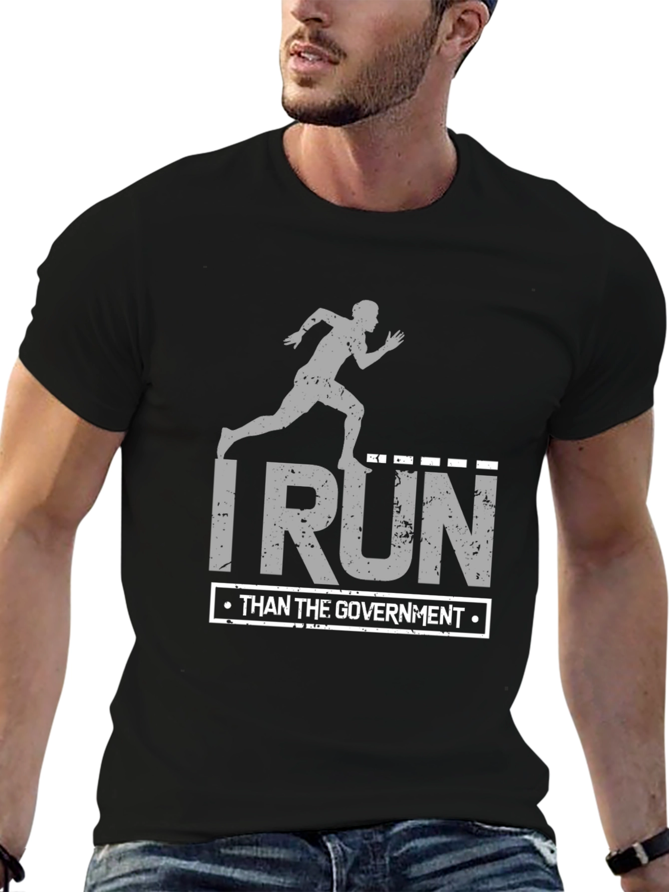 I Run Faster Than The Government Black T-Shirt