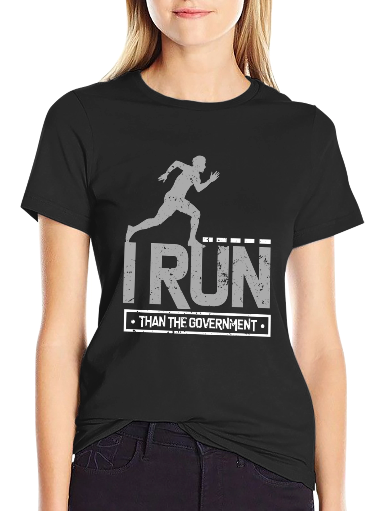 I Run Faster Than The Government Black T-Shirt