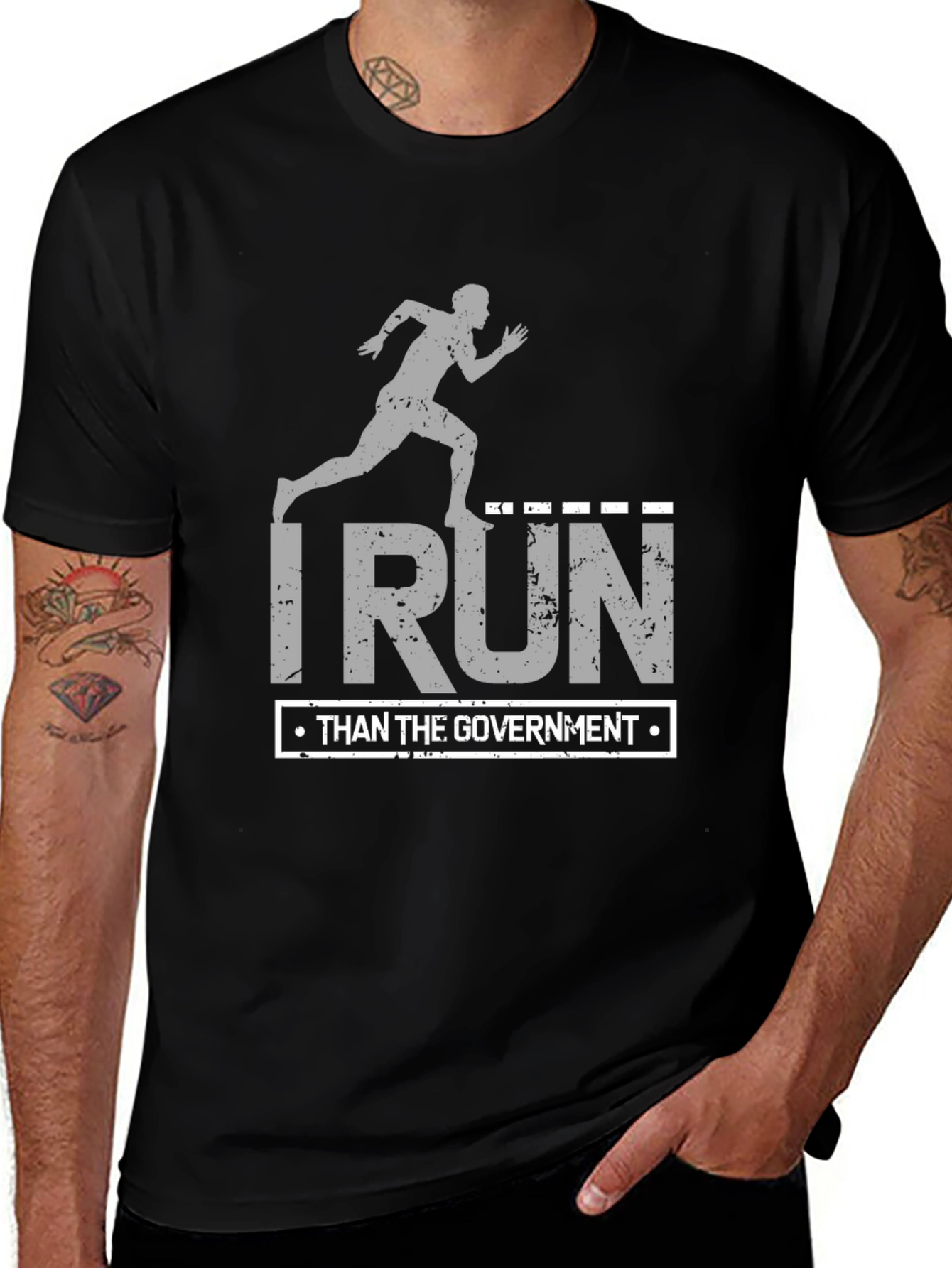 I Run Faster Than The Government Black T-Shirt