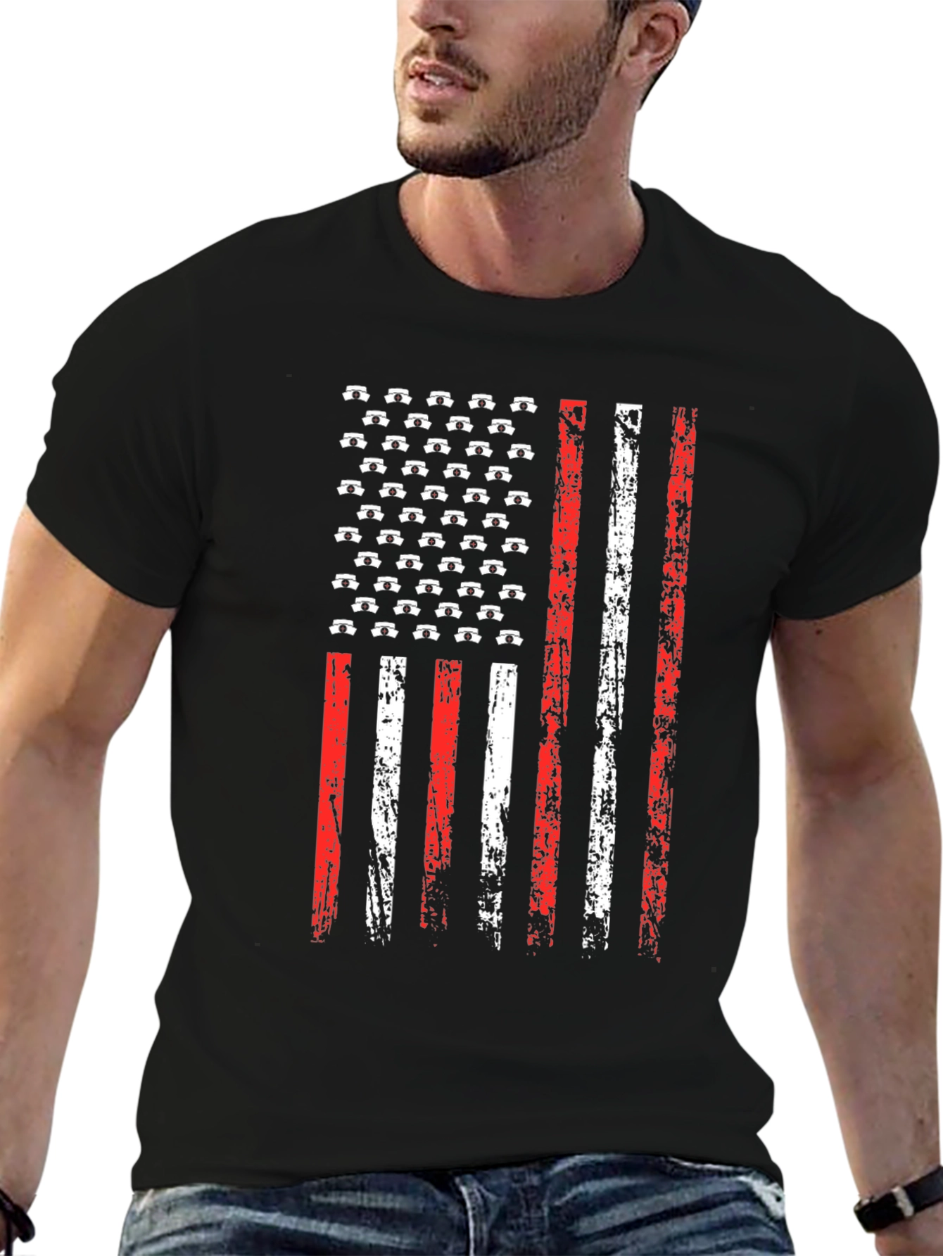 American Flag Nursing T-Shirt - Patriotic Nurse Tee