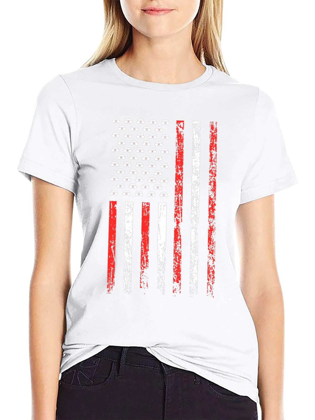 American Flag Nursing T-Shirt - Patriotic Nurse Tee