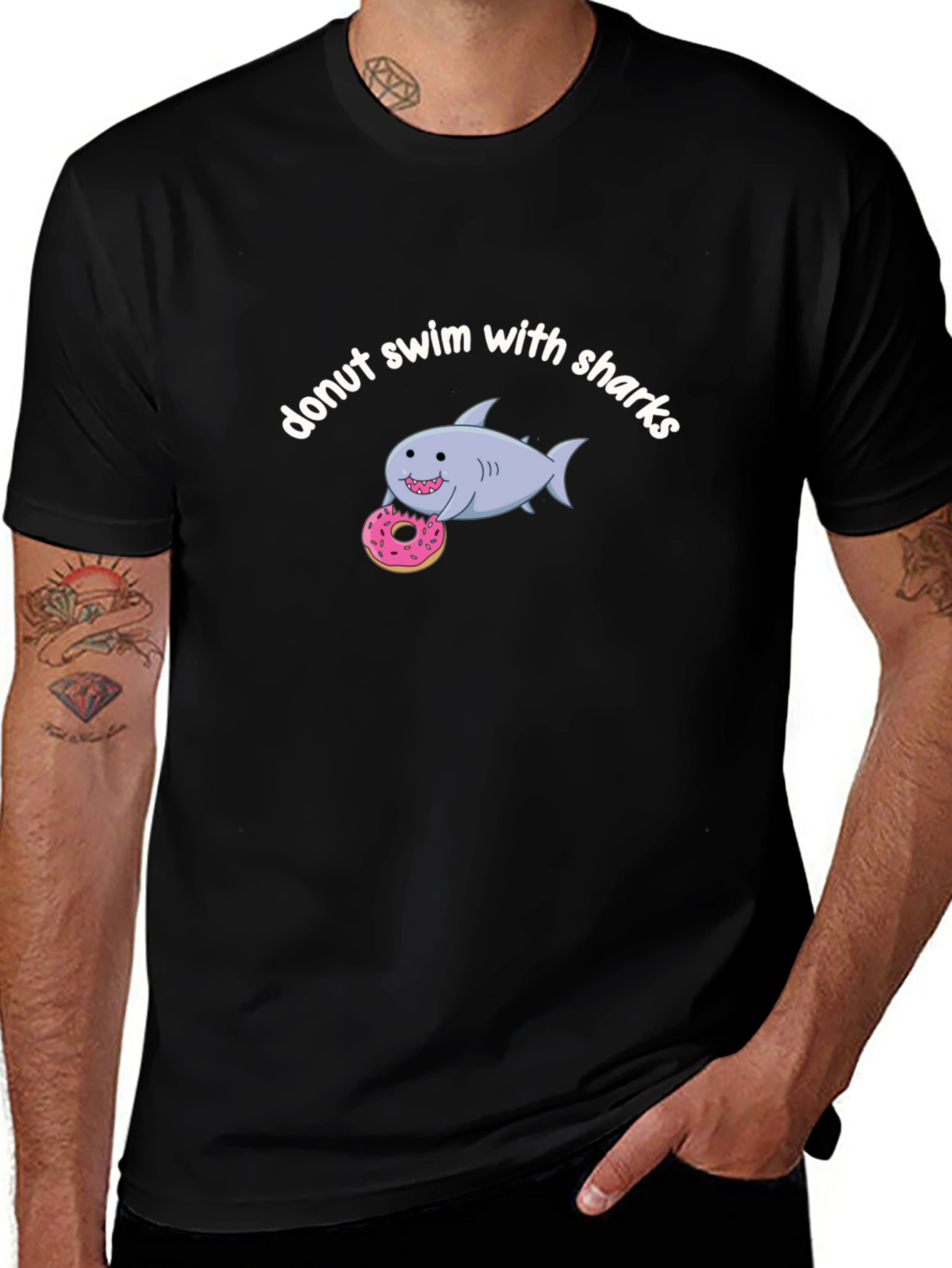 Donut Swim With Sharks Graphic T-Shirt