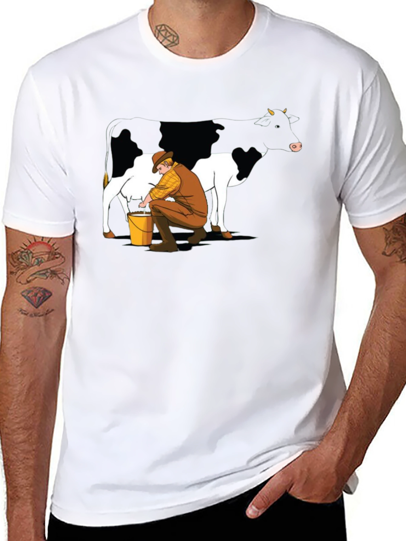 Cow Milking Graphic Tee - Black