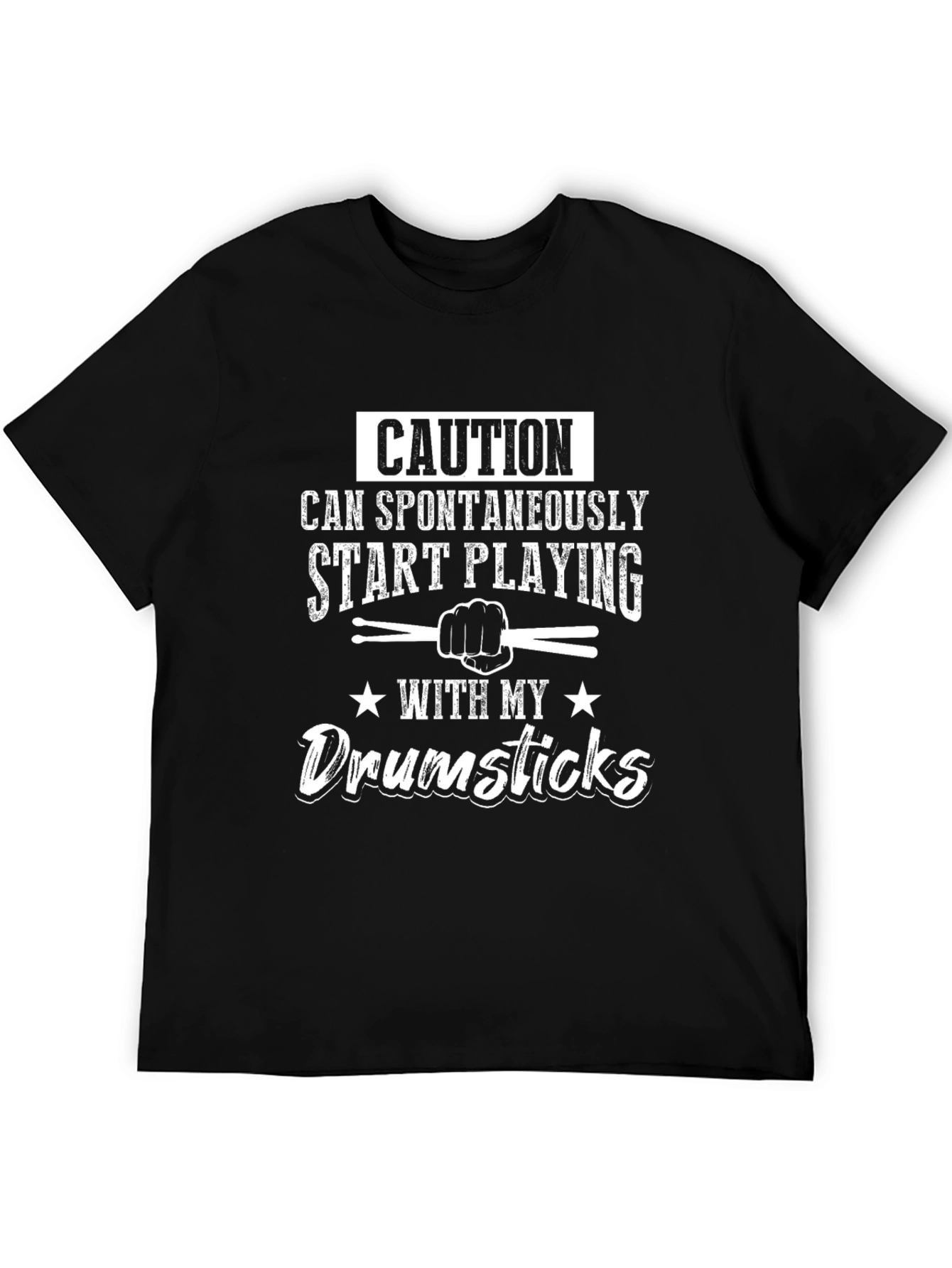 Caution Drumsticks Graphic Tee - Black Cotton