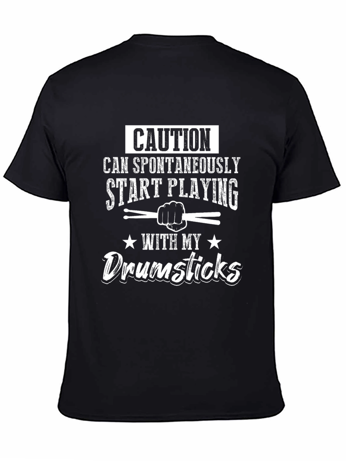 Caution Drumsticks Graphic Tee - Black Cotton