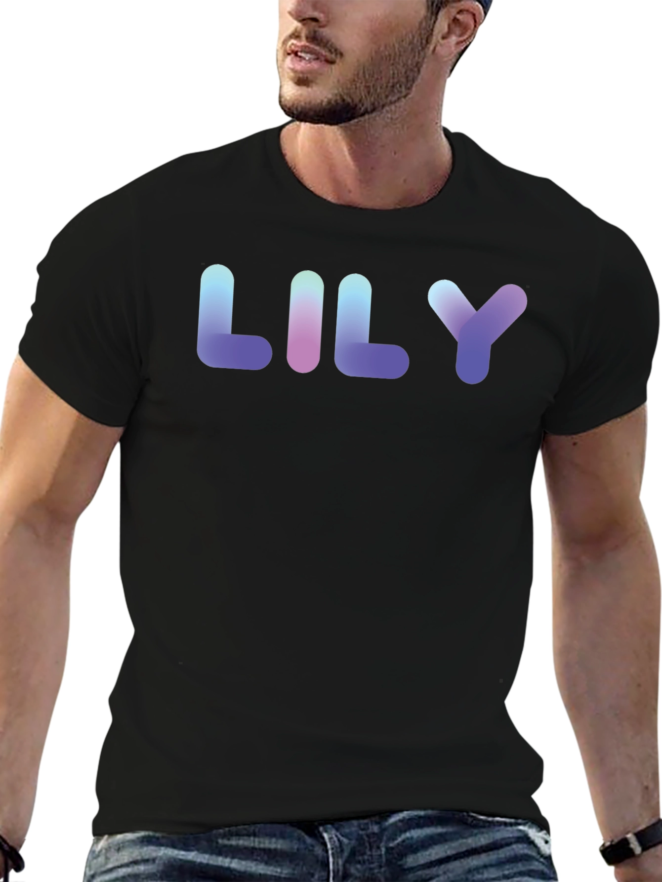 LILY Gradient Text Black T-Shirt