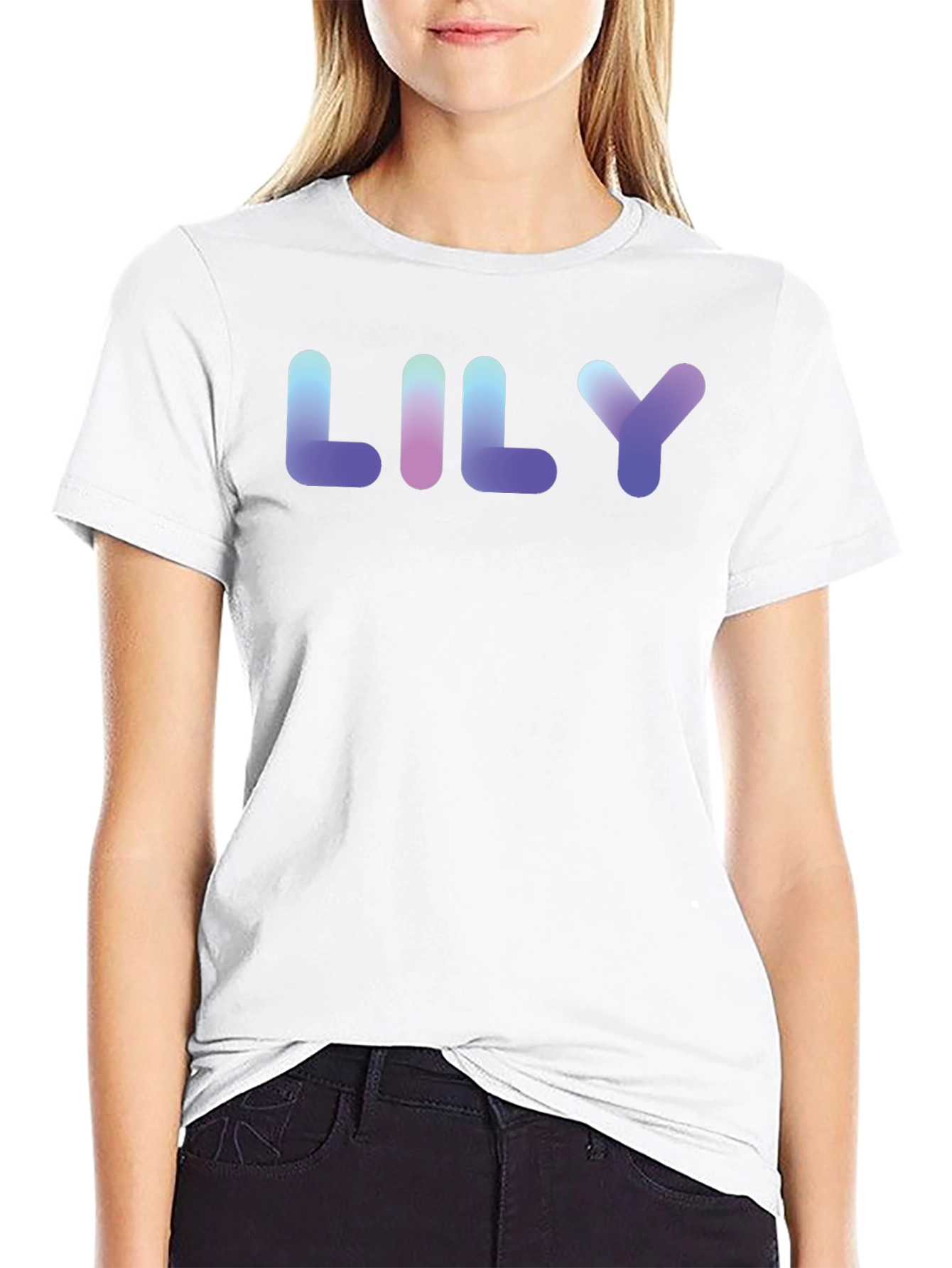 LILY Gradient Text Black T-Shirt