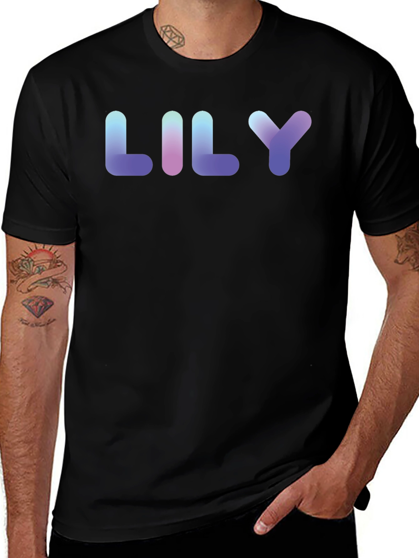 LILY Gradient Text Black T-Shirt