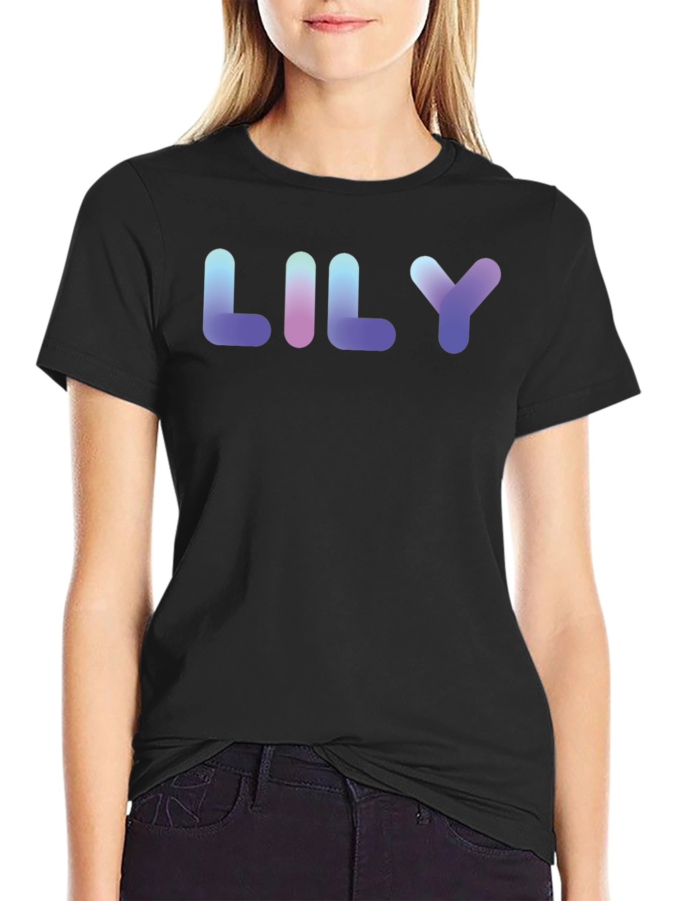 LILY Gradient Text Black T-Shirt