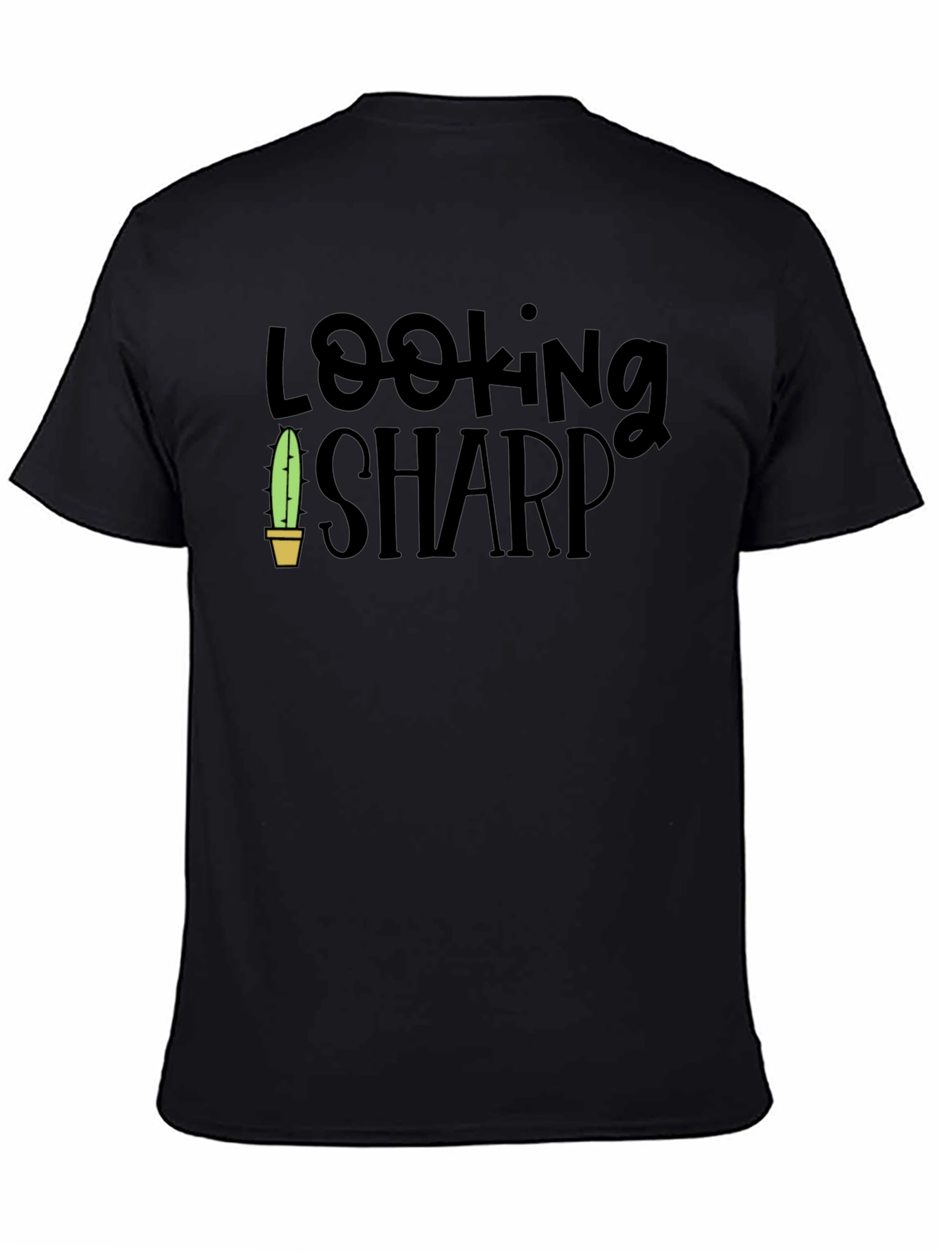 Looking Sharp Cactus Graphic Tee - Black Cotton Blend