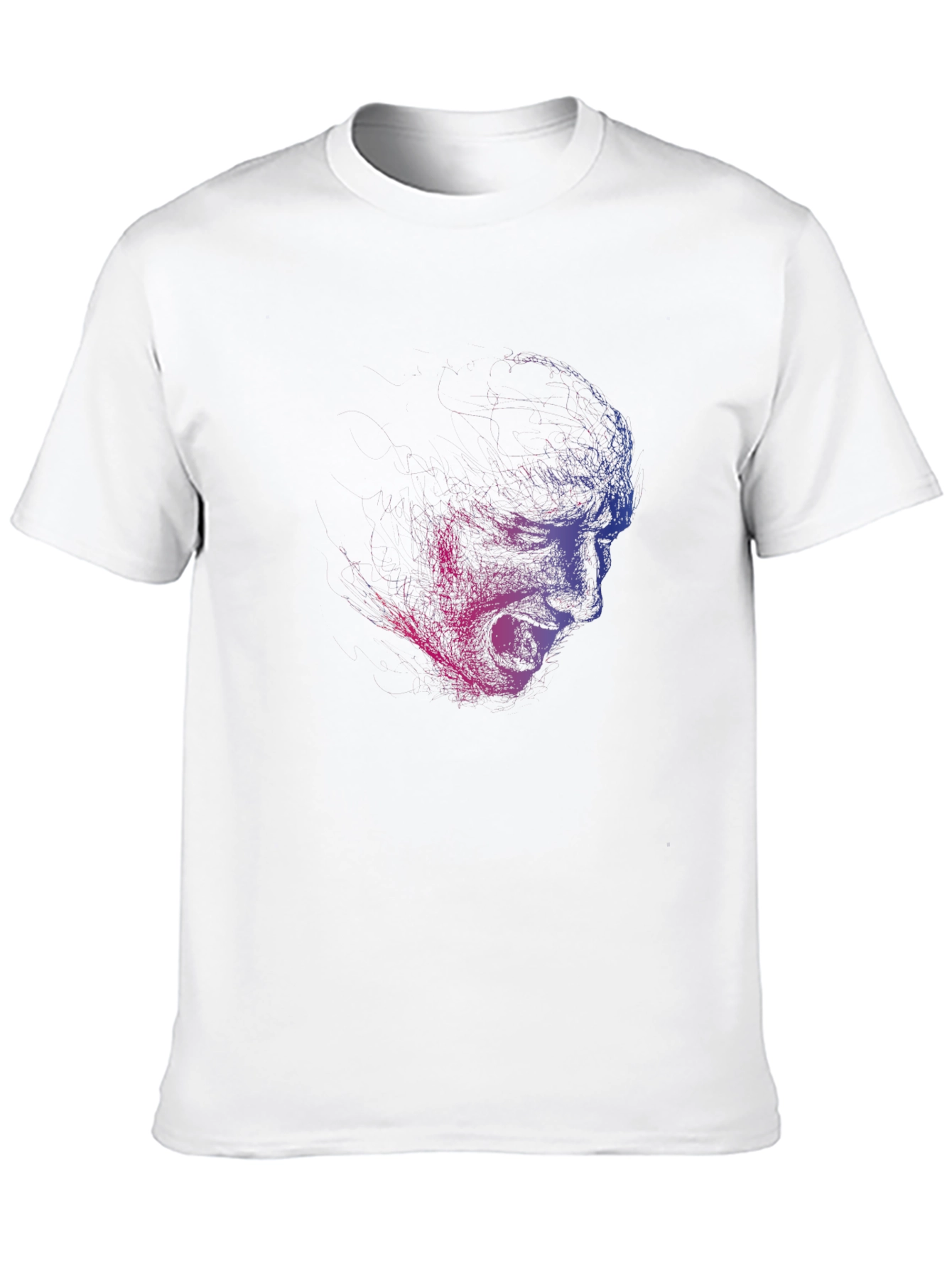 Edgy Screaming Face Graphic Black T-Shirt