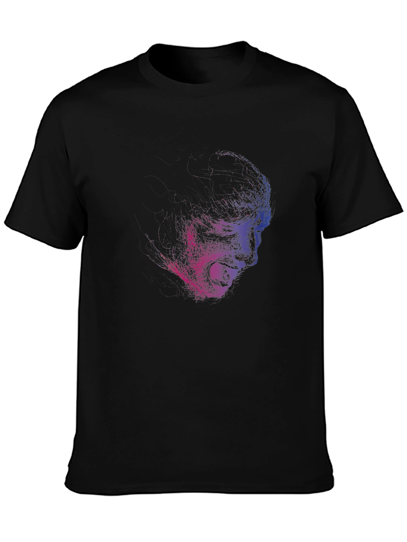 Edgy Screaming Face Graphic Black T-Shirt